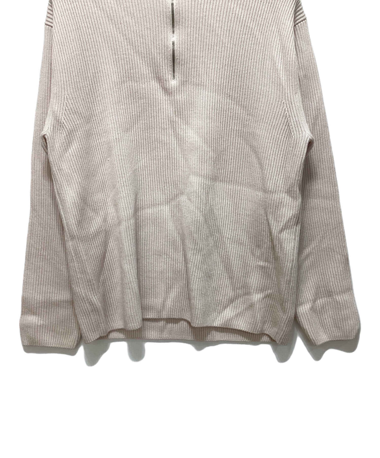 中古・古着通販】BATONER (バトナ―) SOLID WOOL RIB HALF ZIP ピンク