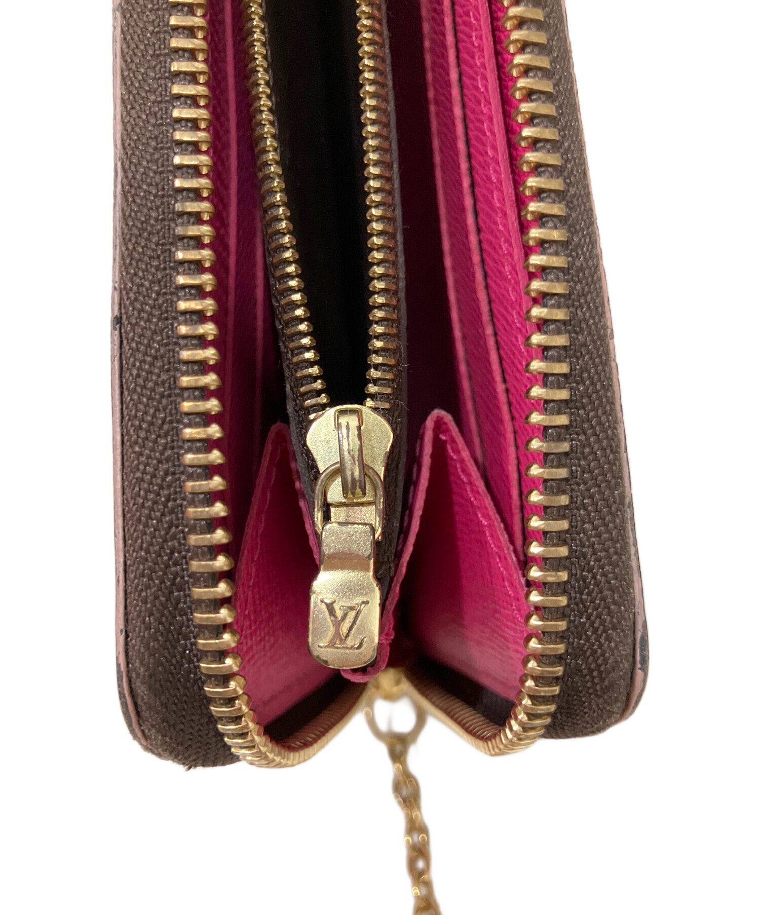LOUIS VUITTON レザー財布 ブラウン/ピンク 中古・古着通販】LOUIS VUITTON (ルイ ヴィトン) 財布 ブラウン