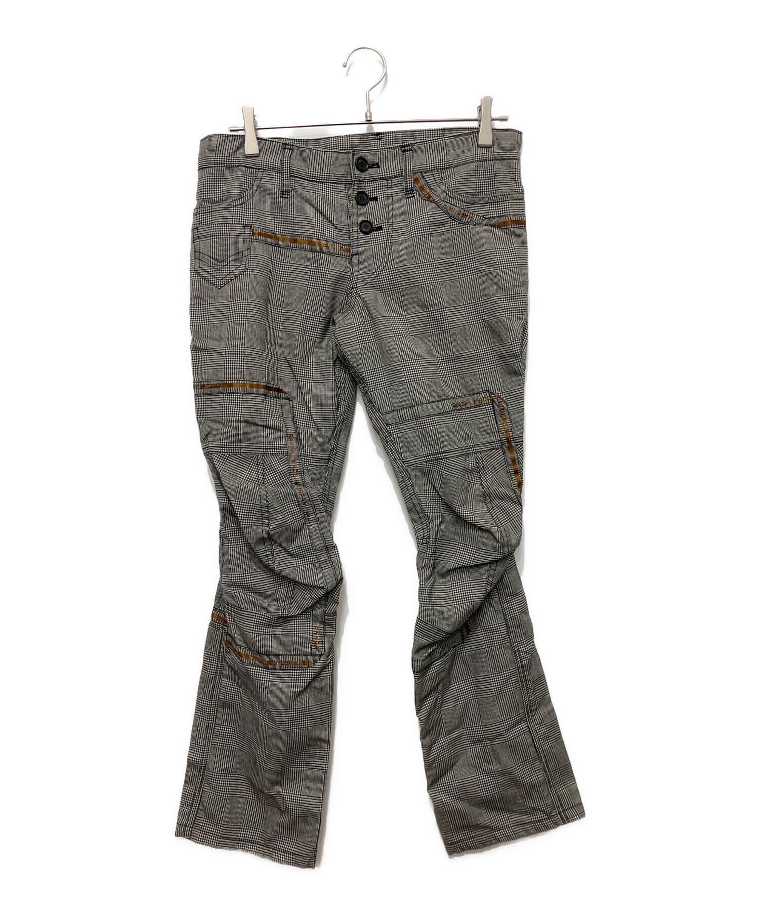 NEMETH ネメス チェック サルエルパンツ サイズS 中古・古着通販】NEMETH (ネメス) 立体裁断チェックパンツ ブラック
