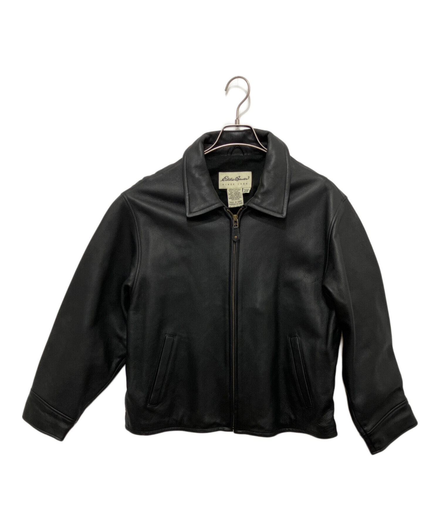 eddie bauer レザーカーコート　ブラック　古着 牛革　レザージャケット 中古・古着通販】Eddie Bauer (エディーバウアー) レザージャケット