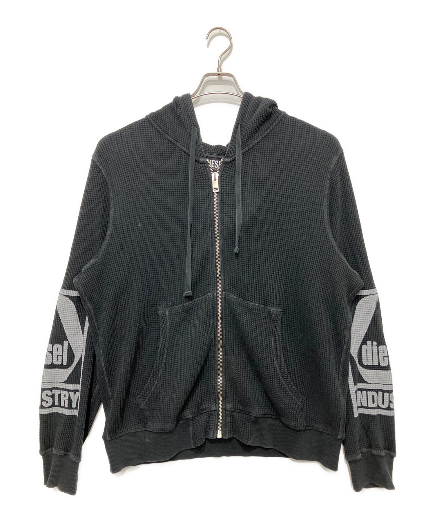 DIESEL フード付きブラックジャンパー Lサイズ 中古・古着通販】DIESEL (ディーゼル) S-GINAFFLE-HOOD-ZIP ブラック
