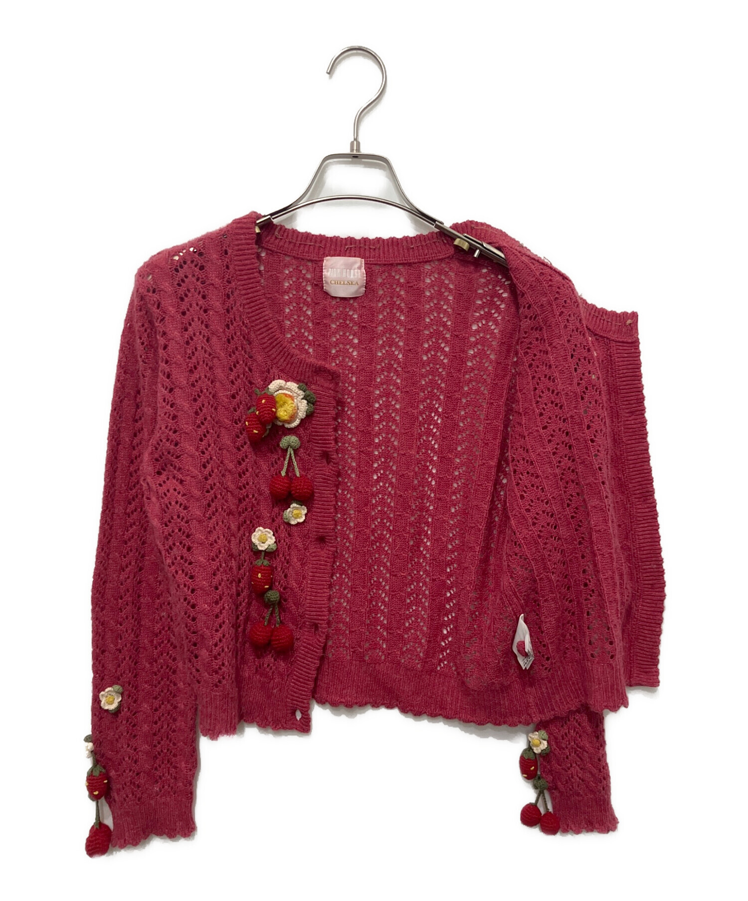 ピンクハウスカーディガン赤。 中古・古着通販】PINK HOUSE CHELSEA (ピンクハウス チェルシー