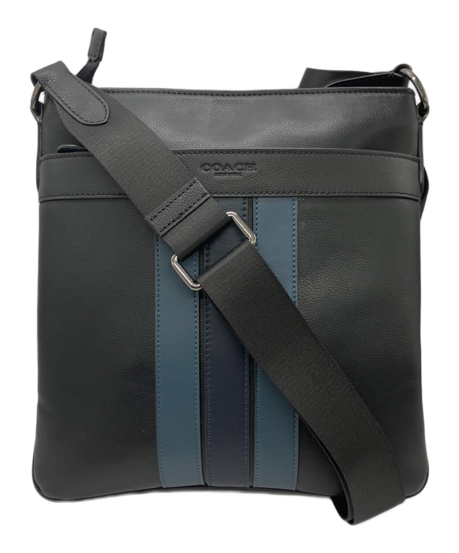 中古・古着通販】COACH (コーチ) ショルダーバッグ ブラック×ネイビー 