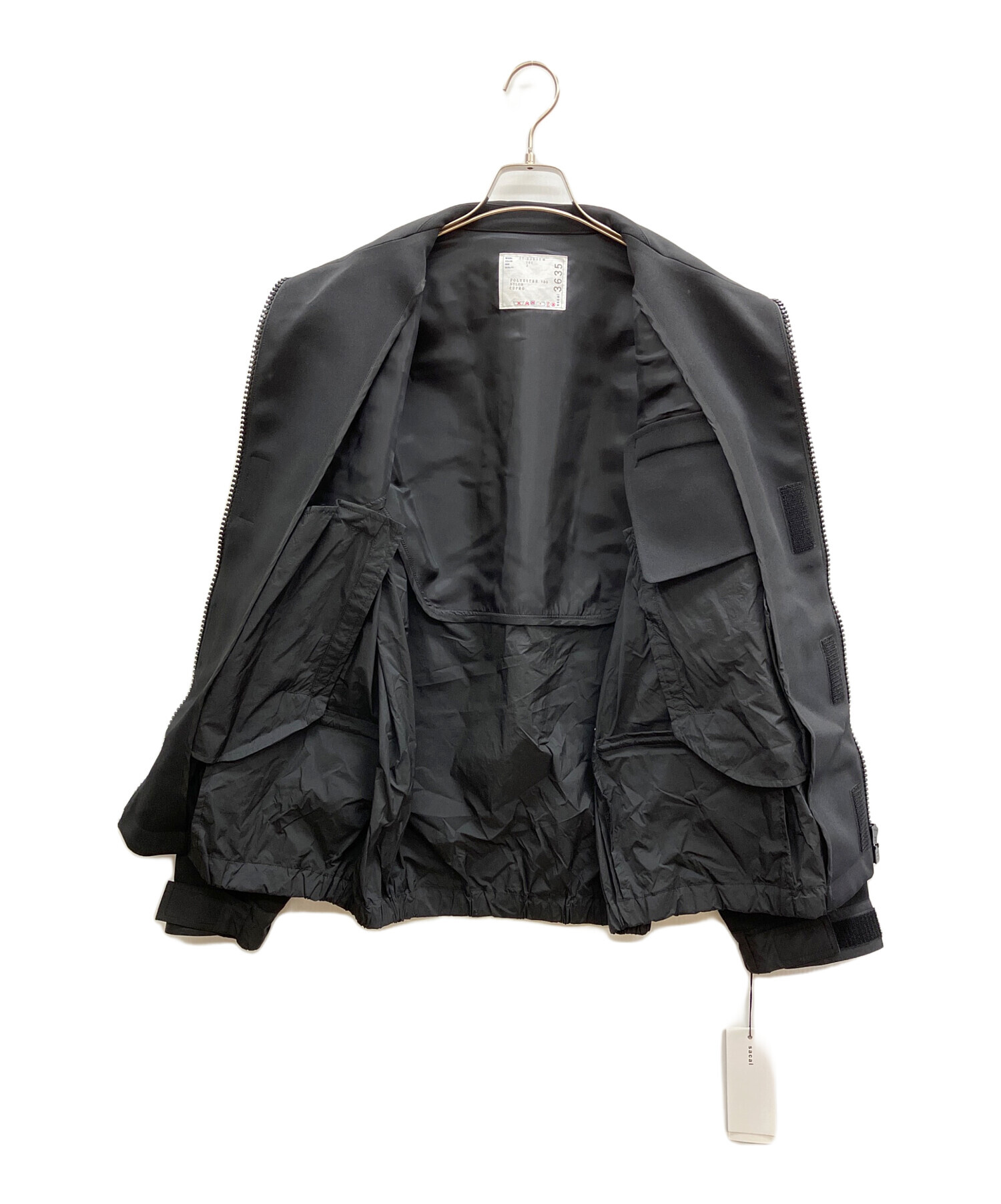 ジャケット・アウター sacai 25SS Matelasse Twill Mix Jacket 中古・古着通販】sacai (サカイ) Matelasse Twill Mix Jacket ブラック