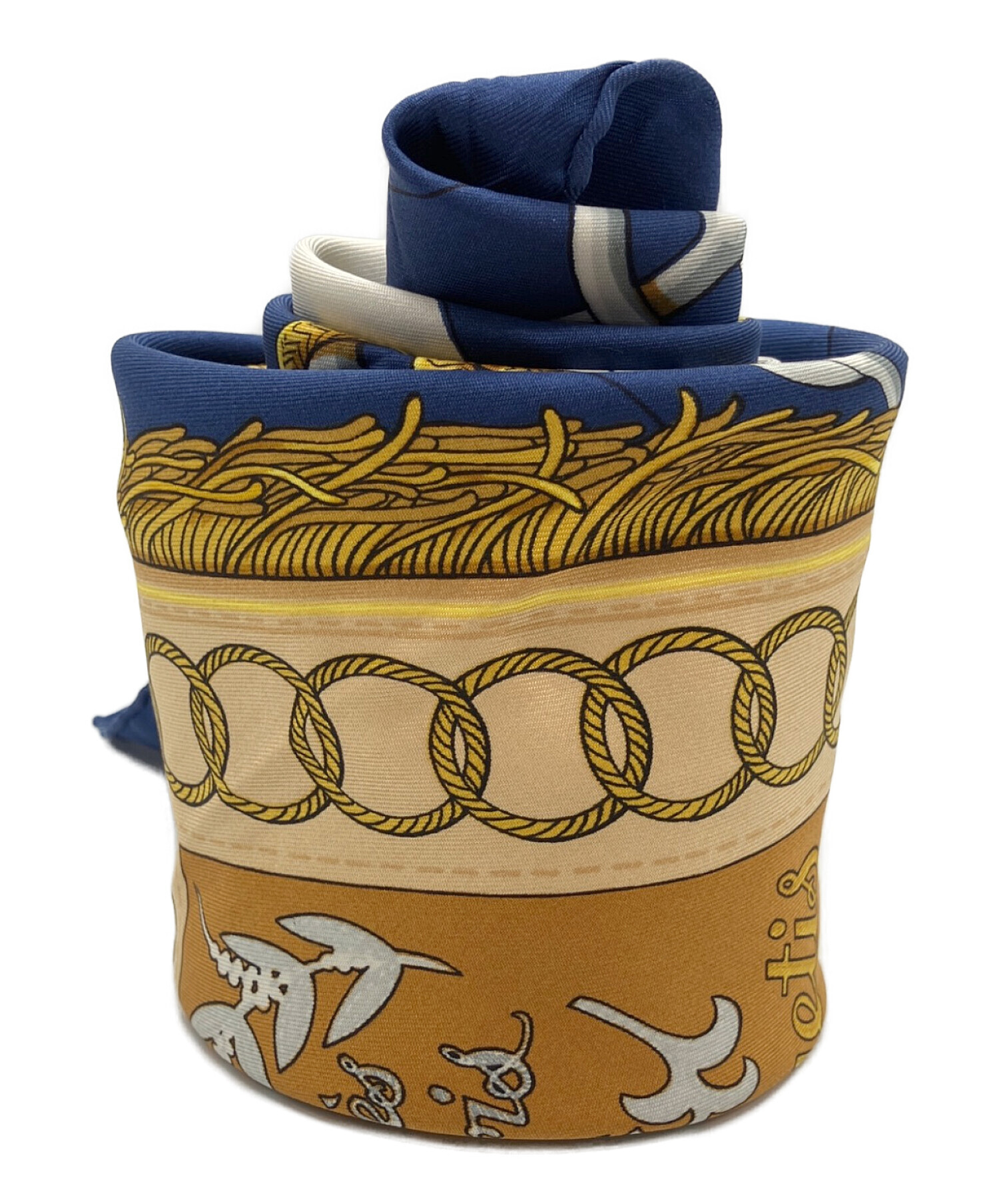 中古・古着通販】HERMES (エルメス) シルクスカーフ ネイビー×ホワイト