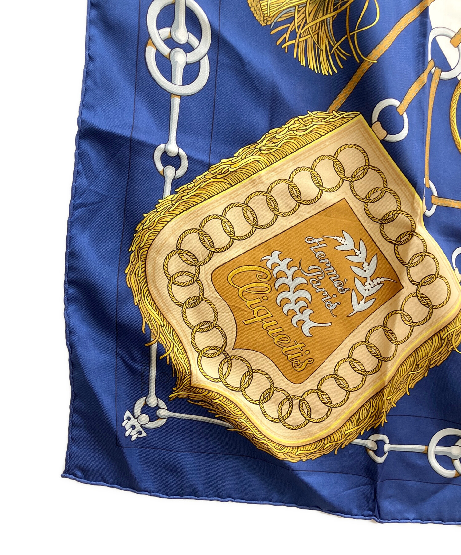 中古・古着通販】HERMES (エルメス) シルクスカーフ ネイビー×ホワイト