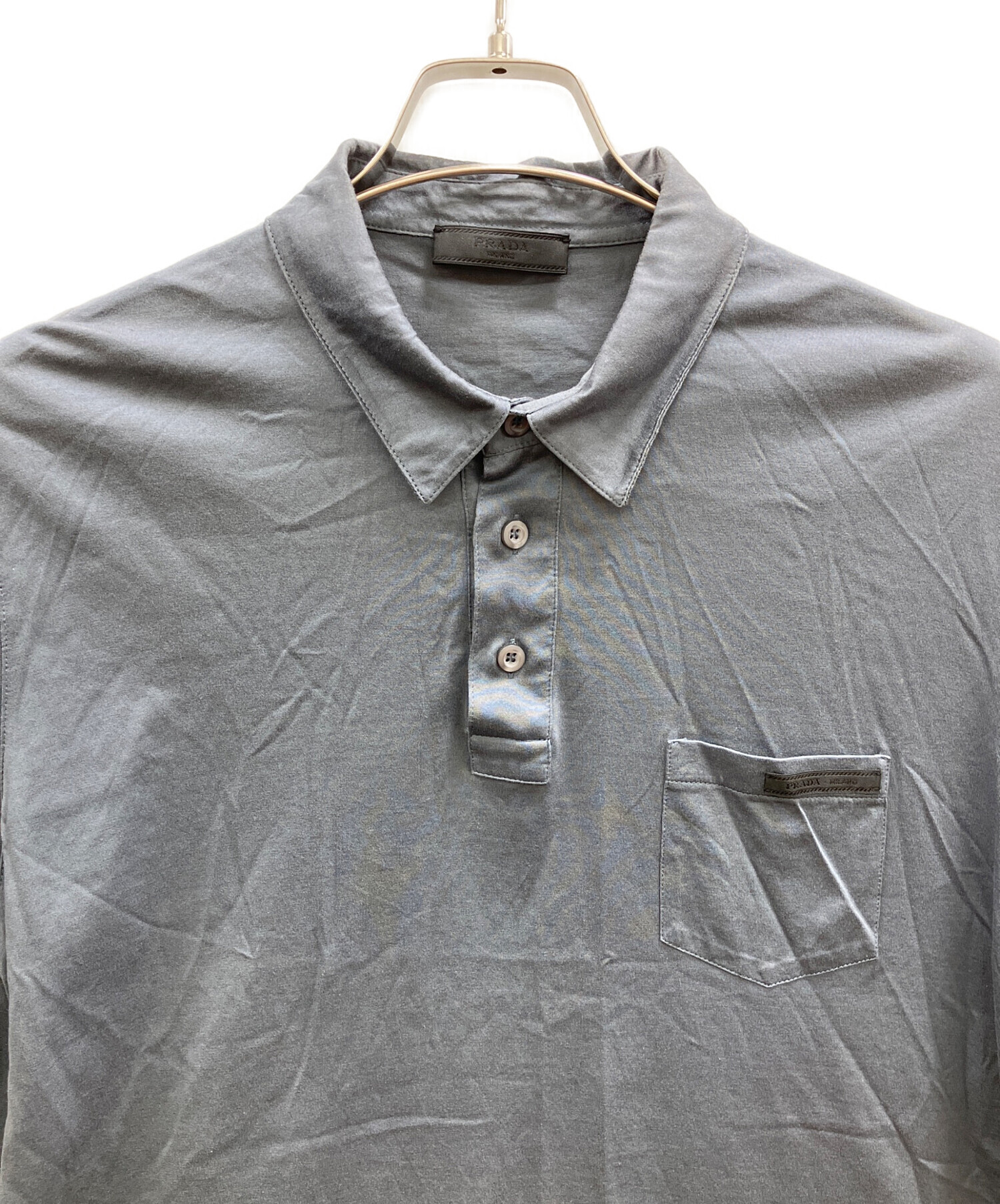 中古・古着通販】PRADA (プラダ) ポロシャツ グレー サイズ:XL
