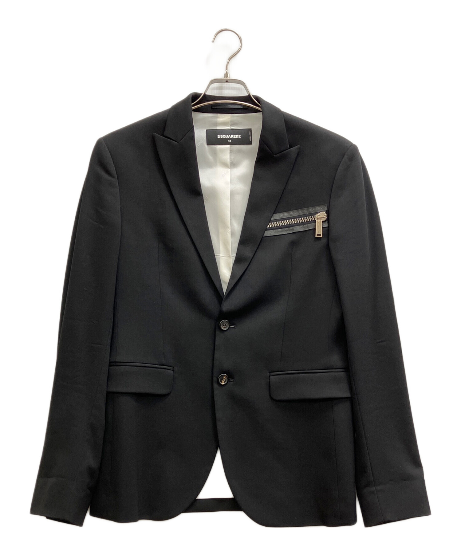 DSQUARED2 メンズ テーラードジャケット 中古・古着通販】DSQUARED2 (ディースクエアード) レザートリムジップ