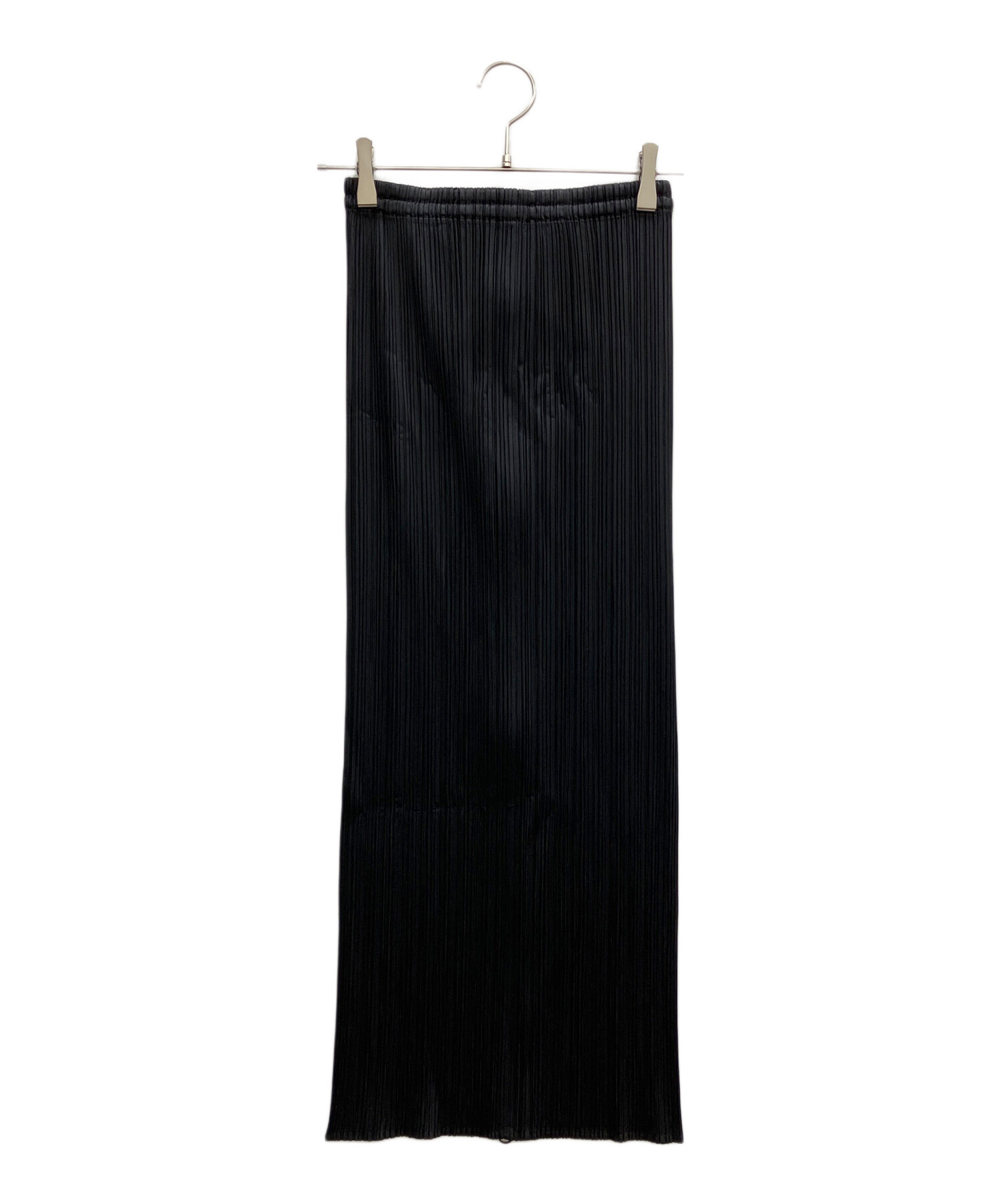 PLEATS PLEASE プリーツプリーズ ロングスカート ブラック 中古・古着通販】PLEATS PLEASE (プリーツプリーズ) フロントジップ