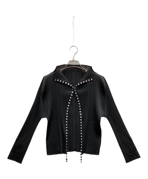 ★ ★5/30まで限定再値下げ★ ★ プリーツプリーズ 黒 長袖カーディガン 中古・古着通販】PLEATS PLEASE (プリーツプリーズ) プリーツボーダー