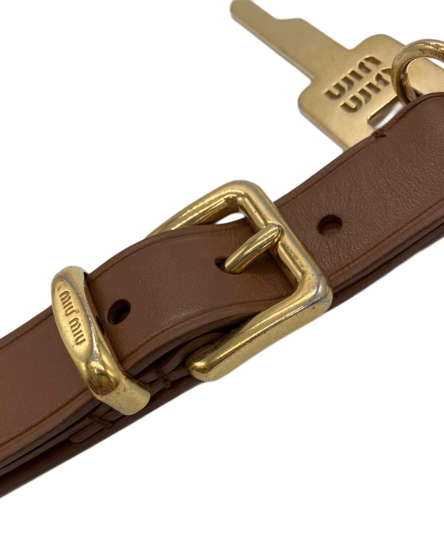 中古・古着通販】MIU MIU (ミュウミュウ) レザーキーリング ブラウン