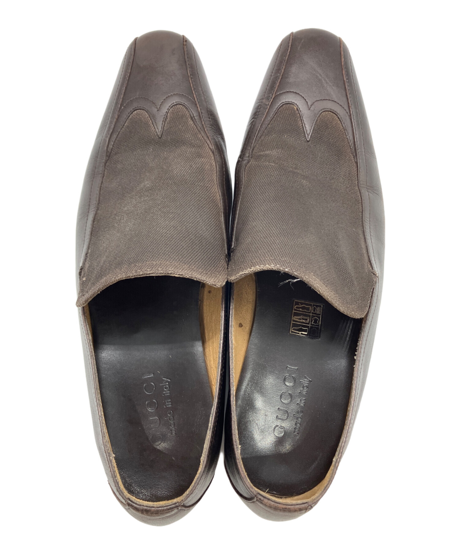 中古・古着通販】GUCCI (グッチ) レザースリッポンシューズ ブラウン