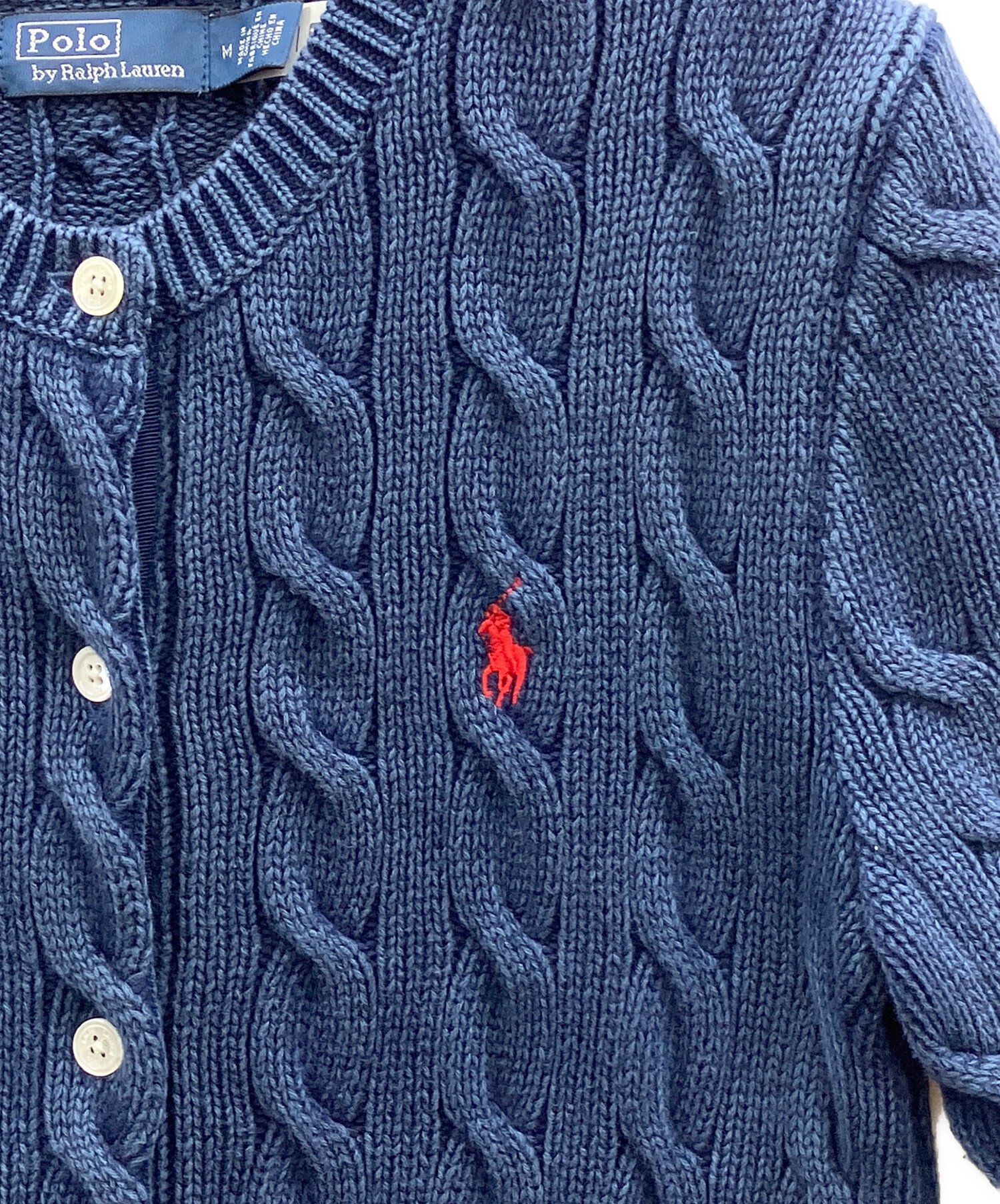 POLO RALPH LAUREN ケーブルニット カーディガン ネイビー XL 中古・古着通販】POLO RALPH LAUREN (ポロ・ラルフローレン) 半袖