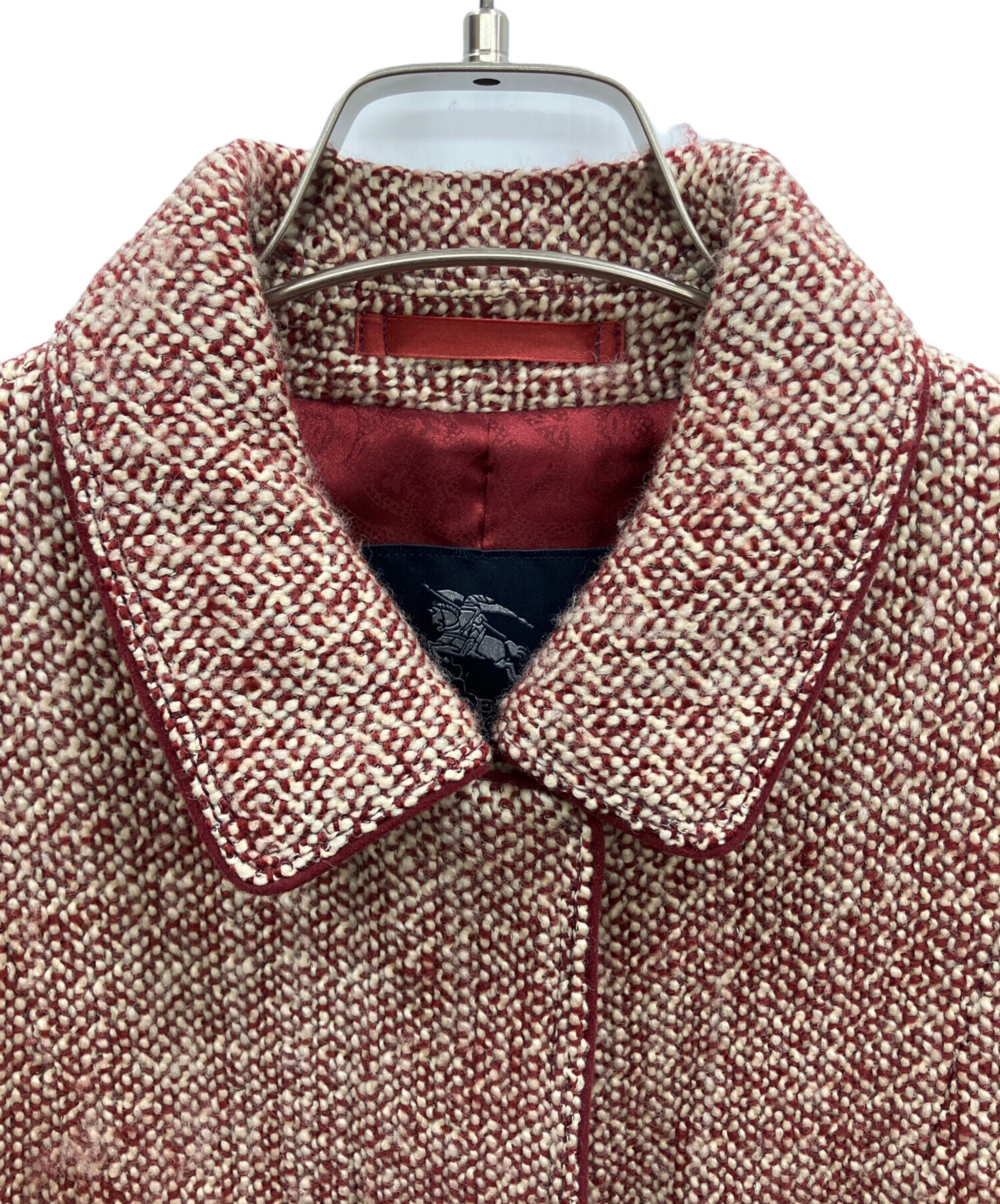 BURBERRY LONDON ファー付ウールコート ツイード ベルト付 M 中古・古着通販】BURBERRY LONDON (バーバリーロンドン) ツイード