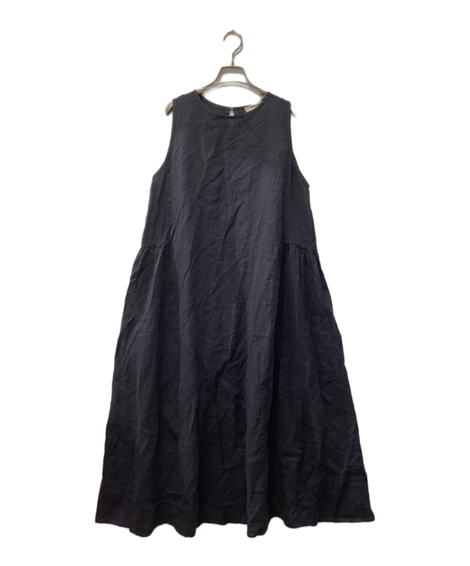 中古・古着通販】tumugu (ツムグ) リネンワンピース ネイビー サイズ:f
