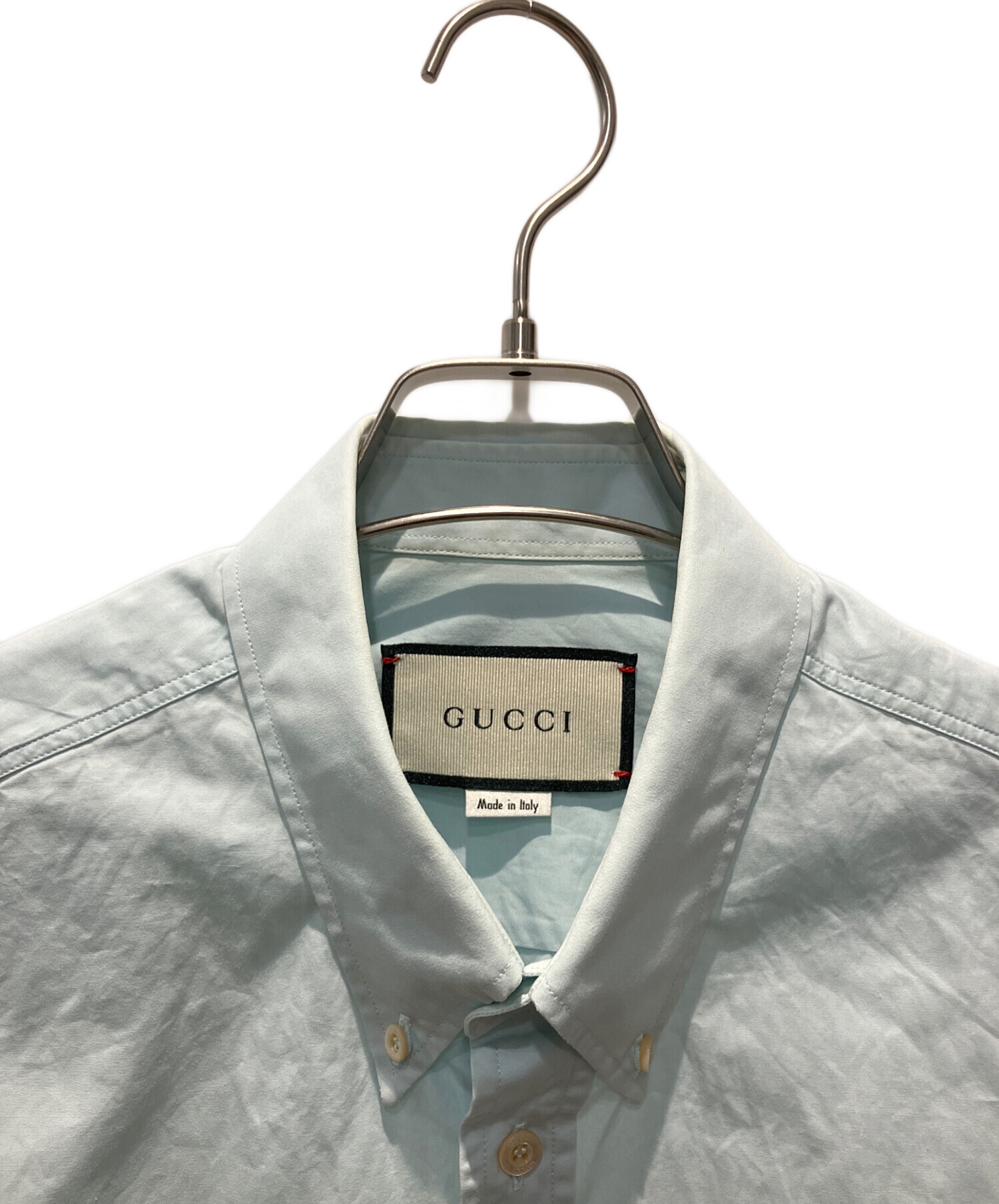 中古・古着通販】GUCCI (グッチ) 刺繍半袖シャツ スカイブルー サイズ