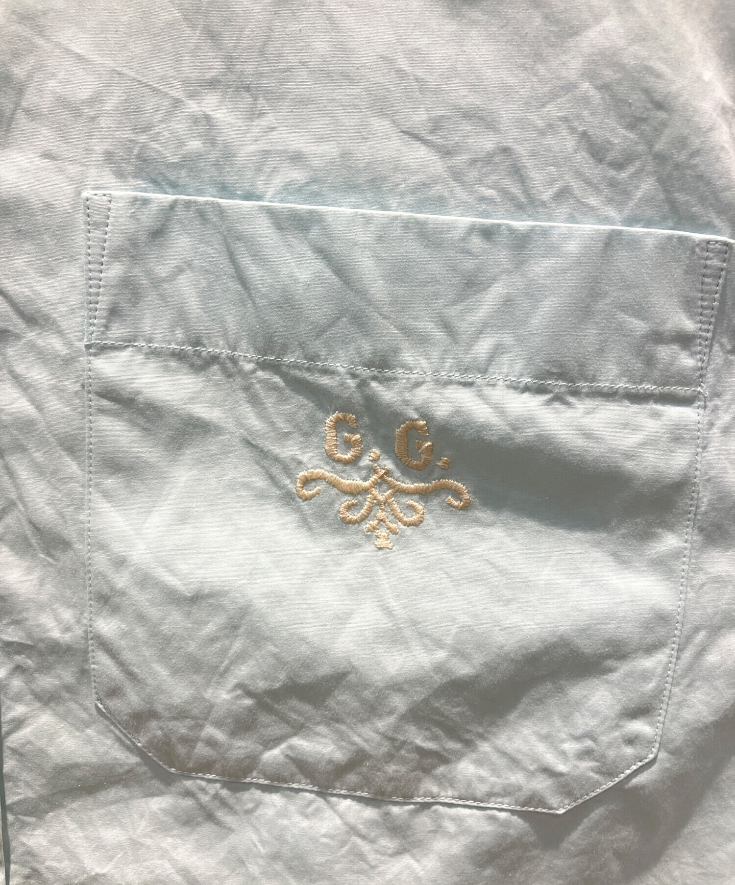 中古・古着通販】GUCCI (グッチ) 刺繍半袖シャツ スカイブルー サイズ