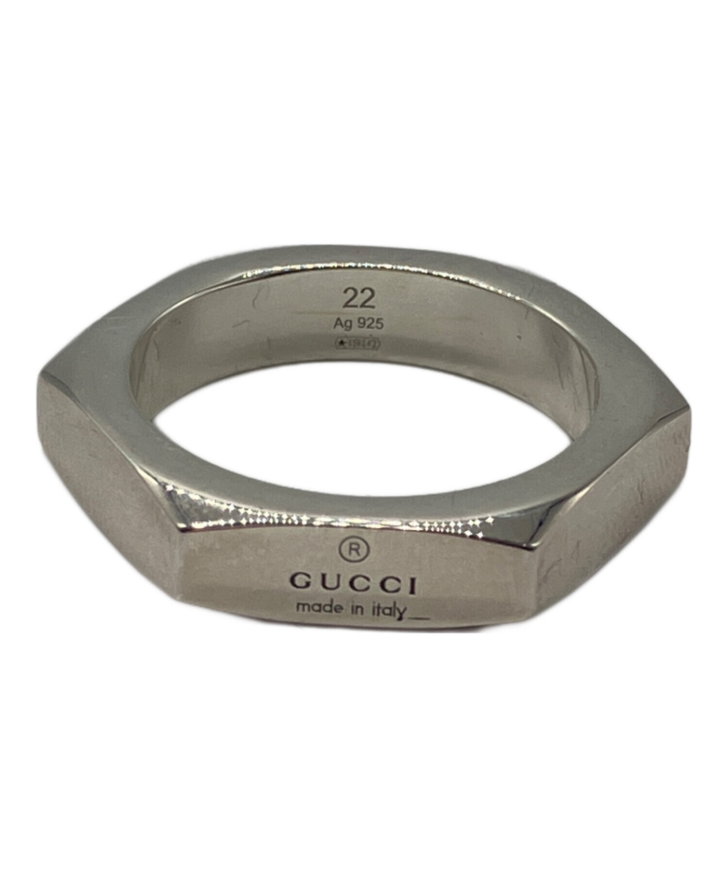 GUCCI グッチ ヘキサゴン 印台 リング 22号 中古・古着通販】GUCCI (グッチ) トレードマークヘキサゴンリング