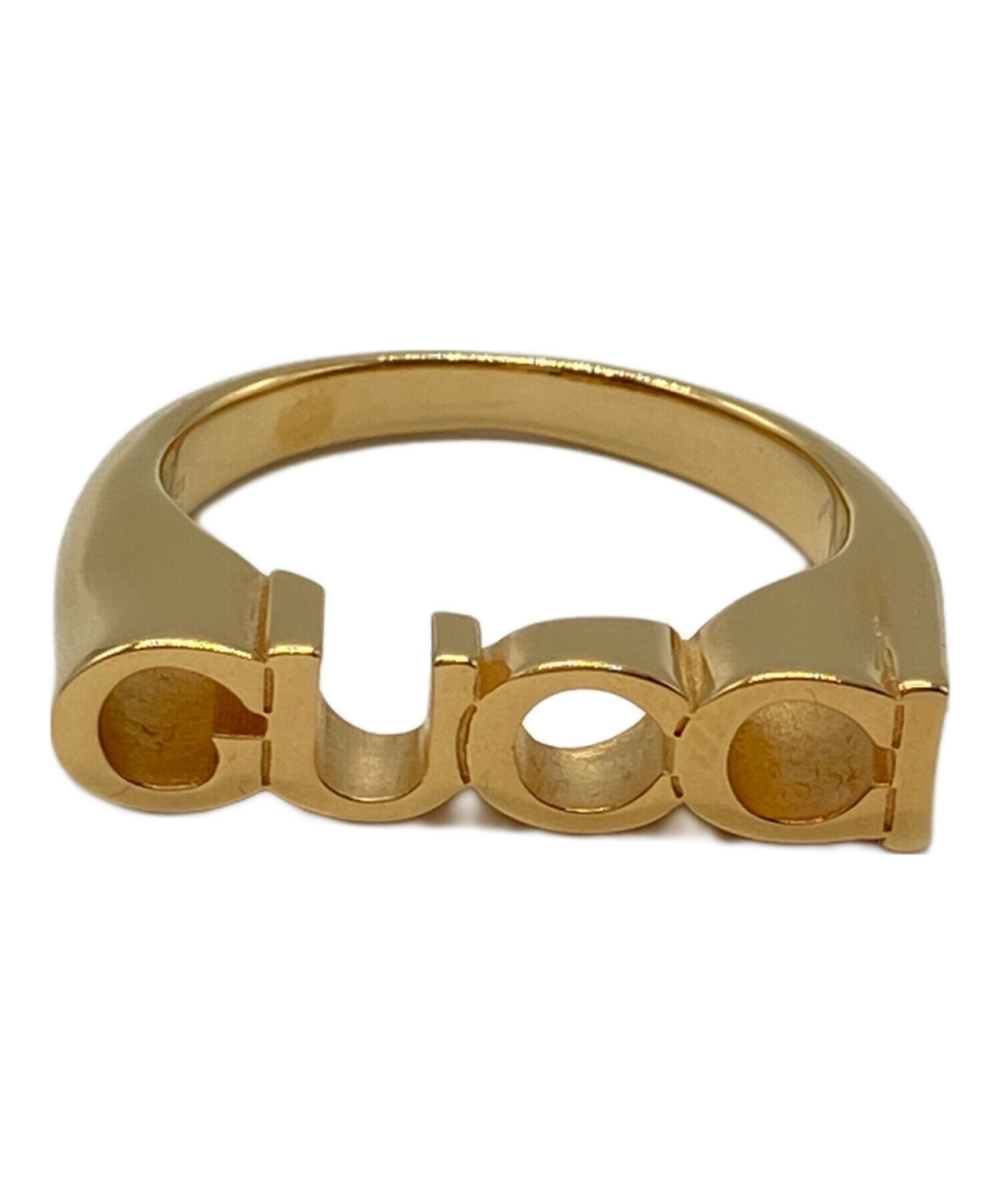中古・古着通販】GUCCI (グッチ) スクリプト ロゴ リング ゴールド