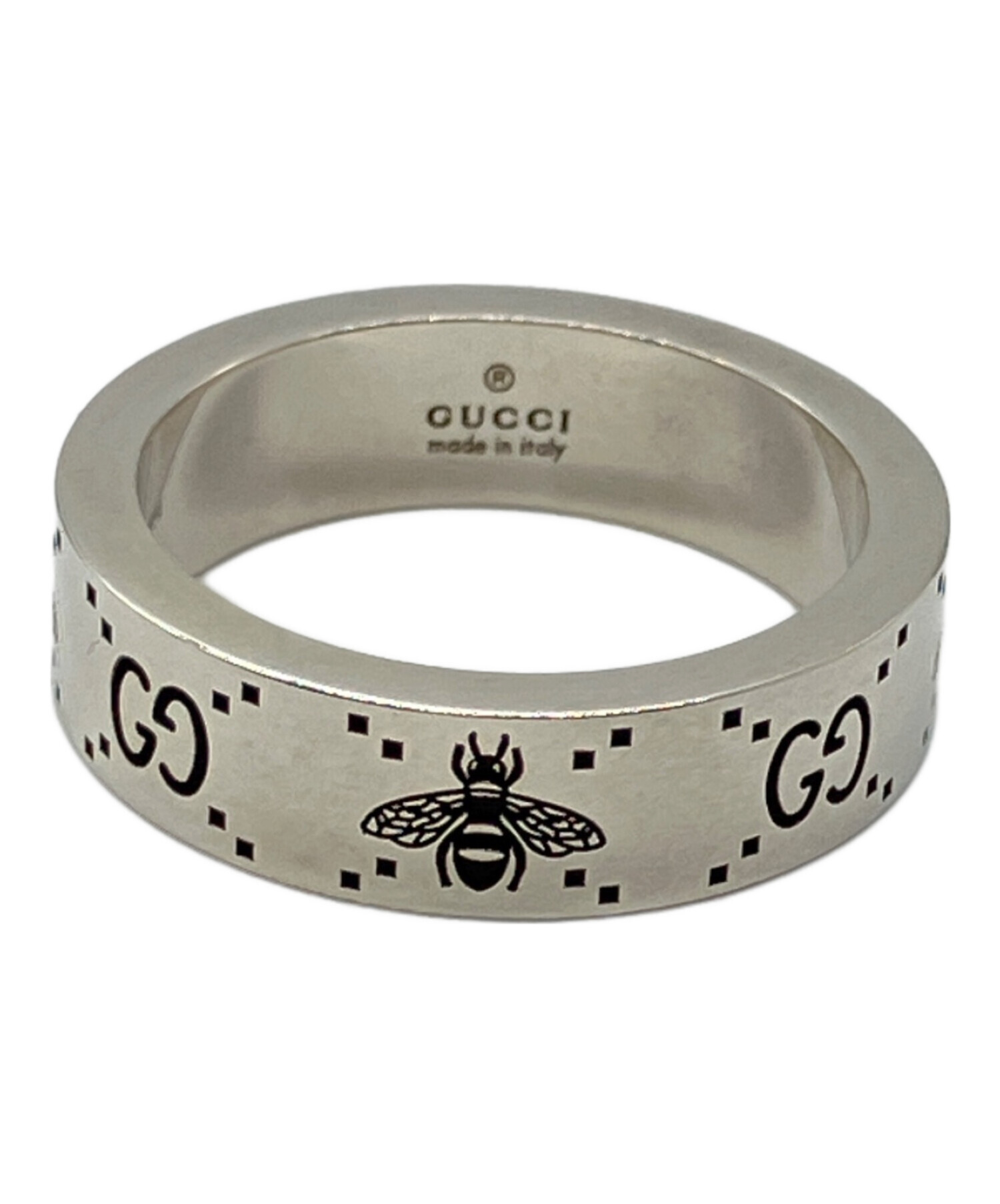 そ*る様 GUCCI シルバーリング 20号 中古・古着通販】GUCCI (グッチ) GG＆ビー モチーフリング シルバー