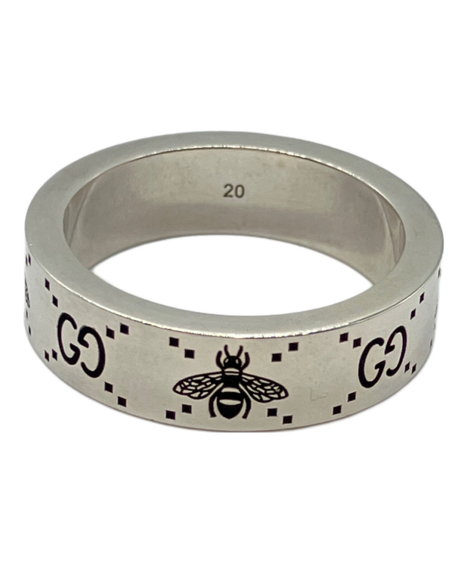 美品　GUCCI 指輪　溝無しGリング 20号 中古・古着通販】GUCCI (グッチ) GG＆ビー モチーフリング シルバー