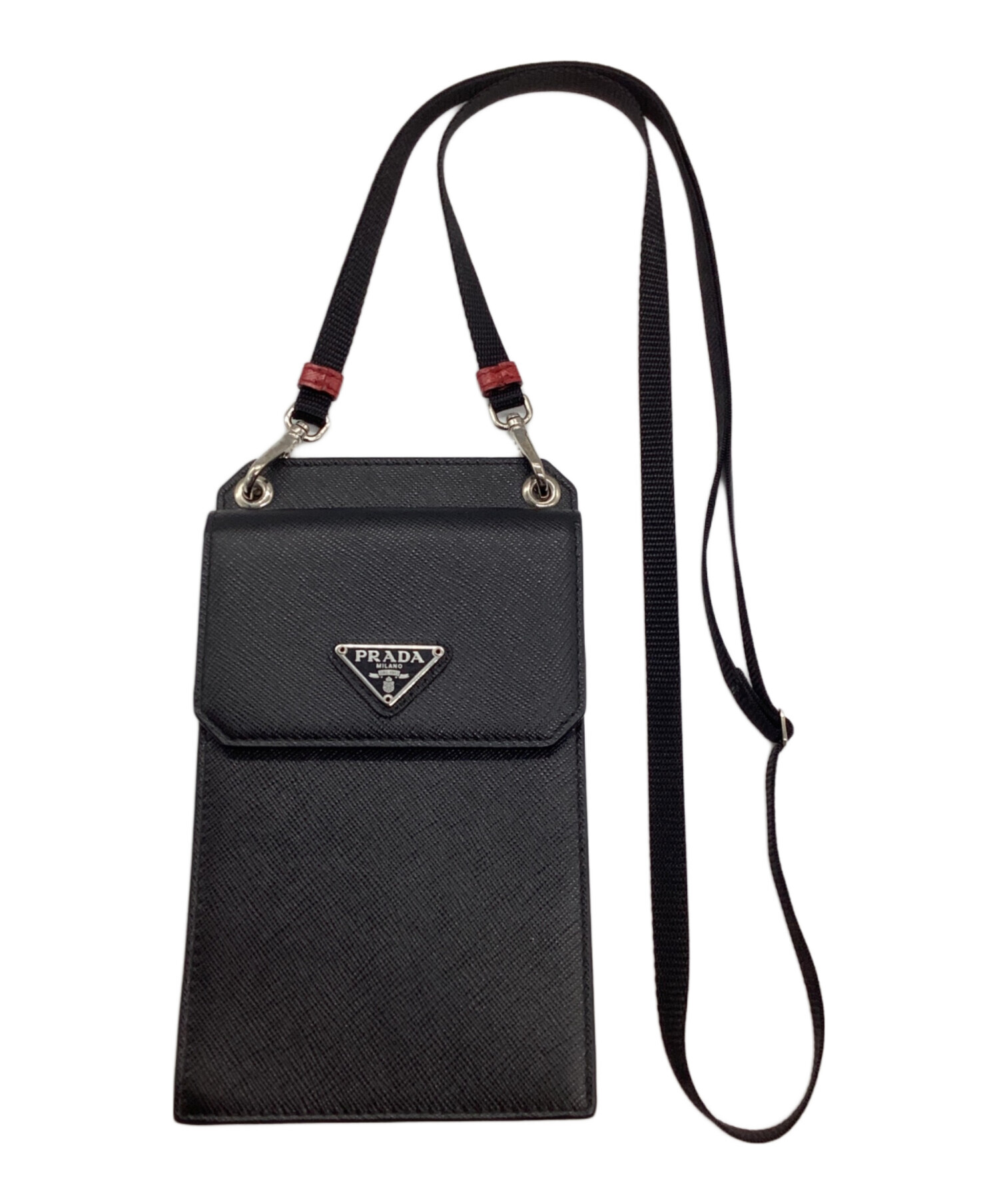 【中古】PRADA（プラダ）サフィアーノ　iPhone16Proケース（黒） 中古・古着通販】PRADA (プラダ) サフィアーノマルチケース ブラック
