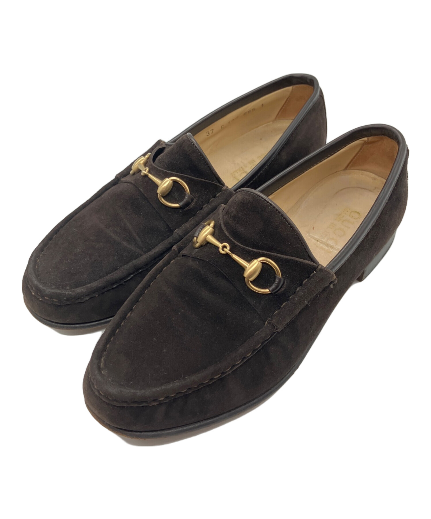 中古・古着通販】GUCCI (グッチ) スエードホースビットローファー