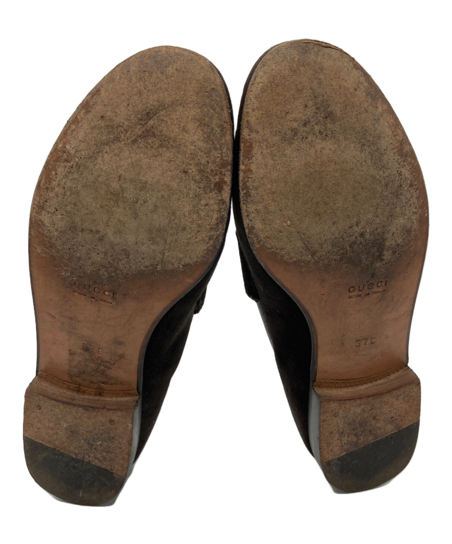 GUCCI スエード ブーティ ブラック 37C 中古・古着通販】GUCCI (グッチ) スエードホースビットローファー