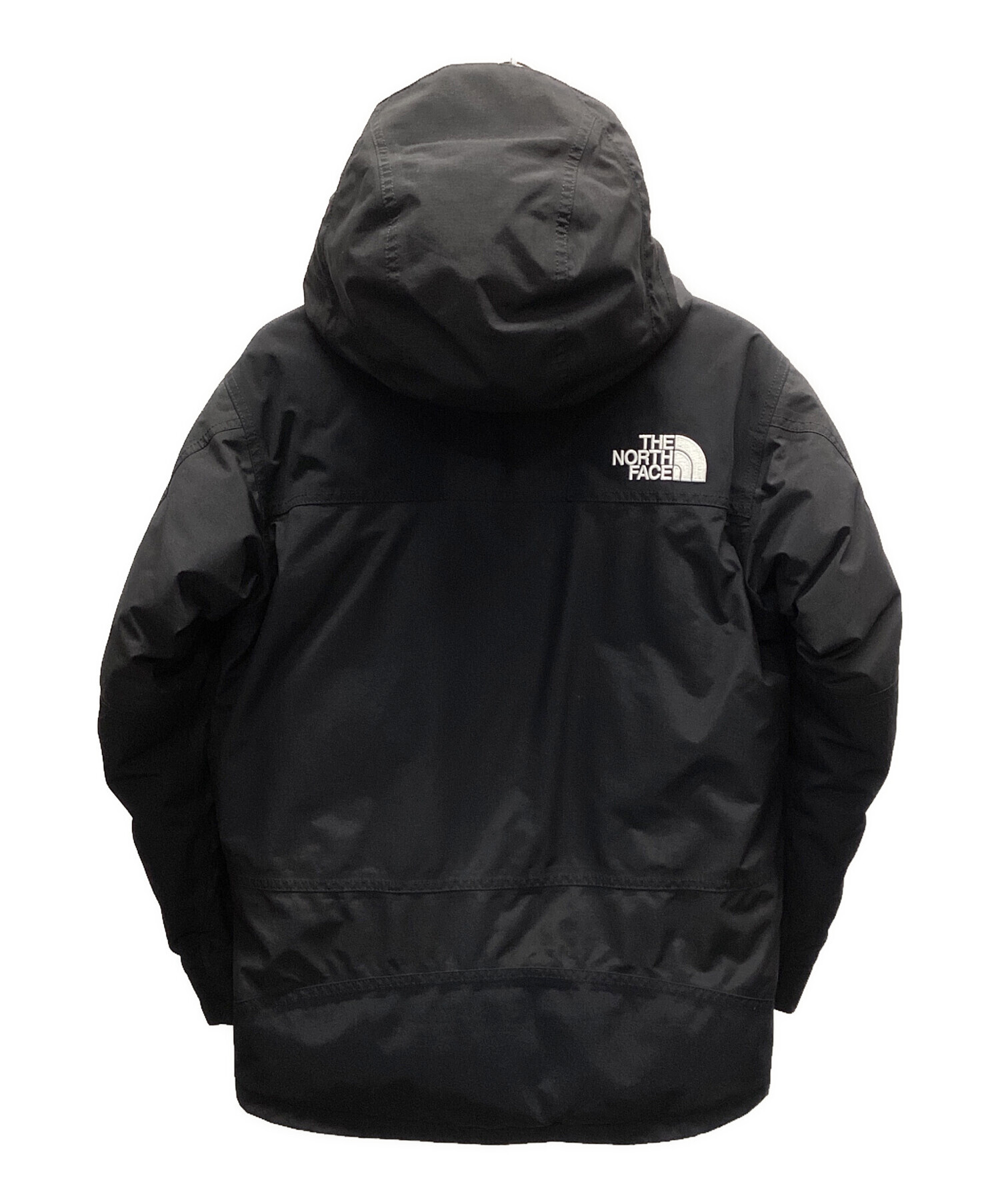 ノースフェイス ダウンジャケット コート フード 古着 2XL 黒 12886 THE NORTH FACE (ザ ノースフェイス) ロゴ刺繍 フード フルジップ