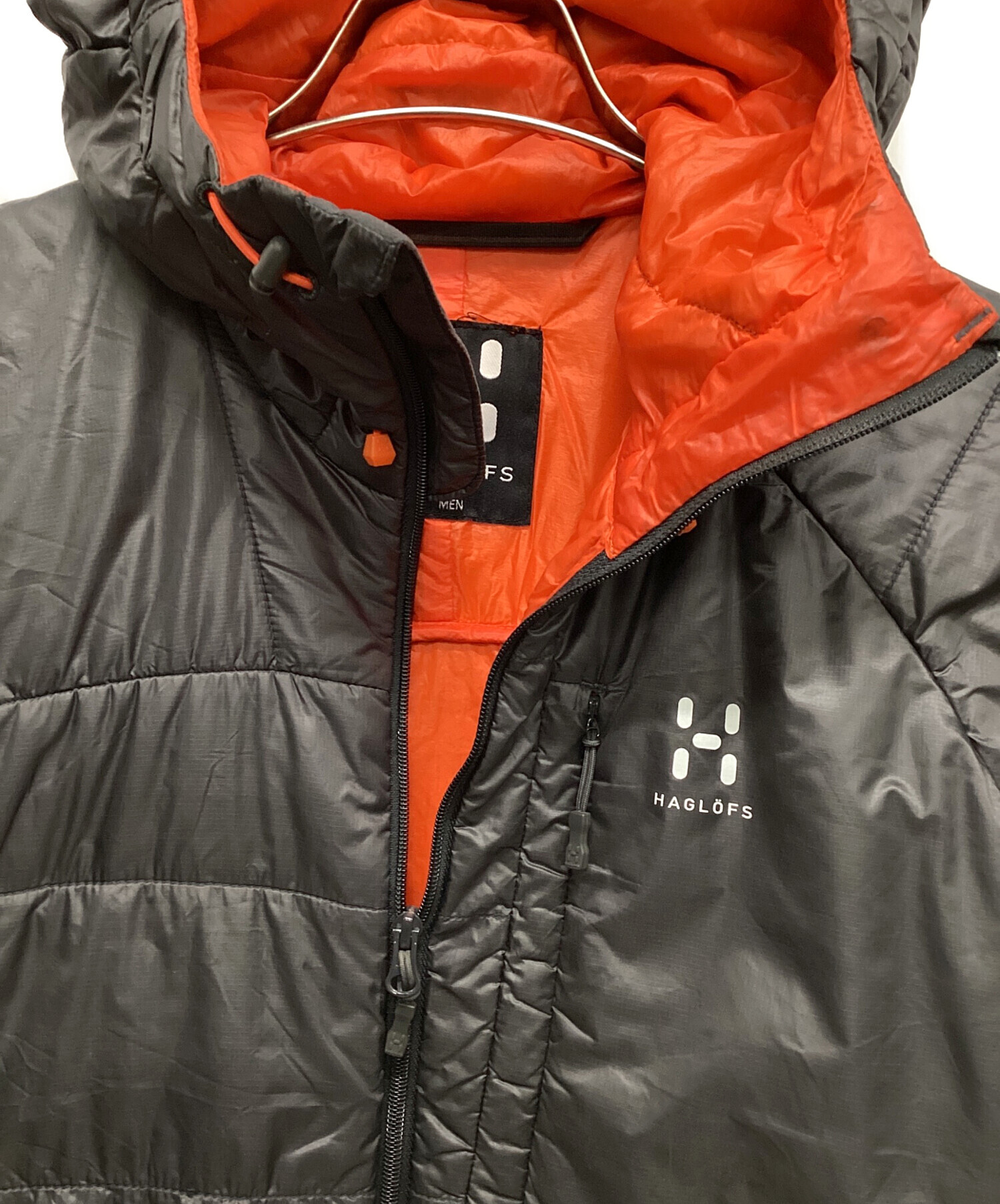 ホグロフス エッセンス ダウン フード Lサイズ グレー×オレンジ 中古・古着通販】HAGLOFS (ホグロフス) ESSENSⅡ グレー×オレンジ