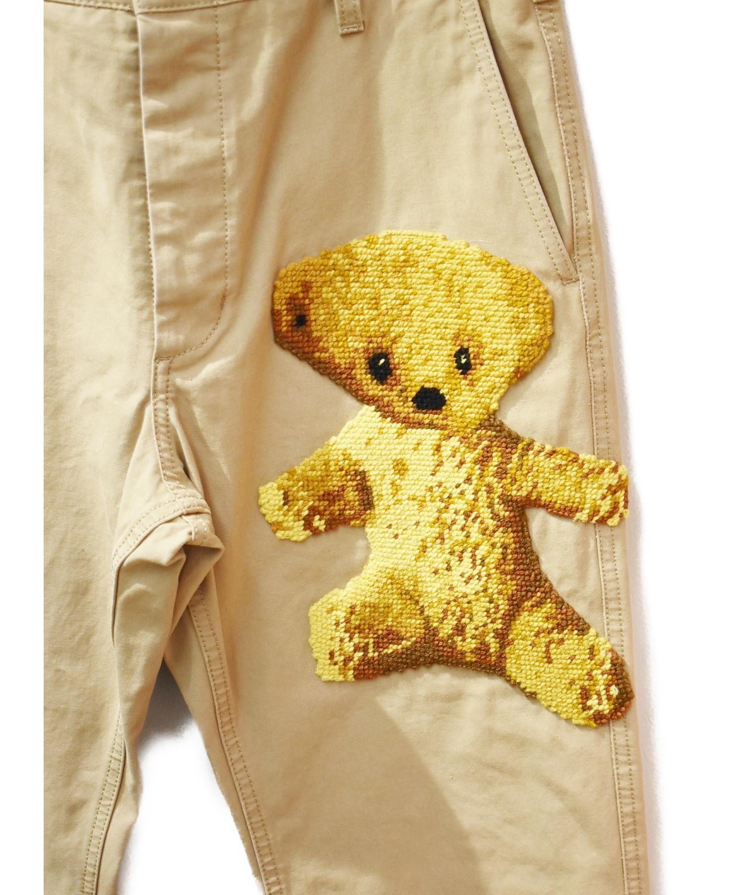 美品・GUCCI ベージュ チノパン M クマ刺繍 中古・古着通販】GUCCI (グッチ) エンブロイダリーコットンチノパン