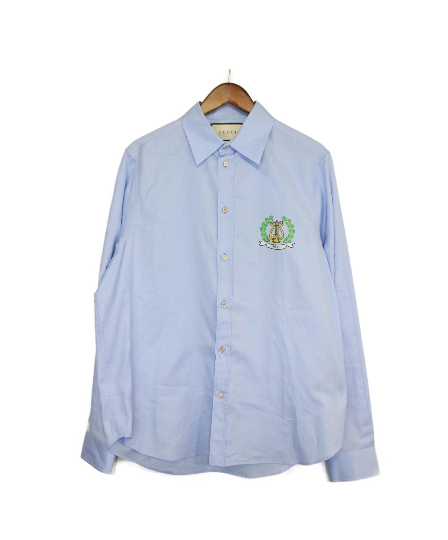 中古・古着通販】GUCCI (グッチ) エンブレム シャツ スカイブルー