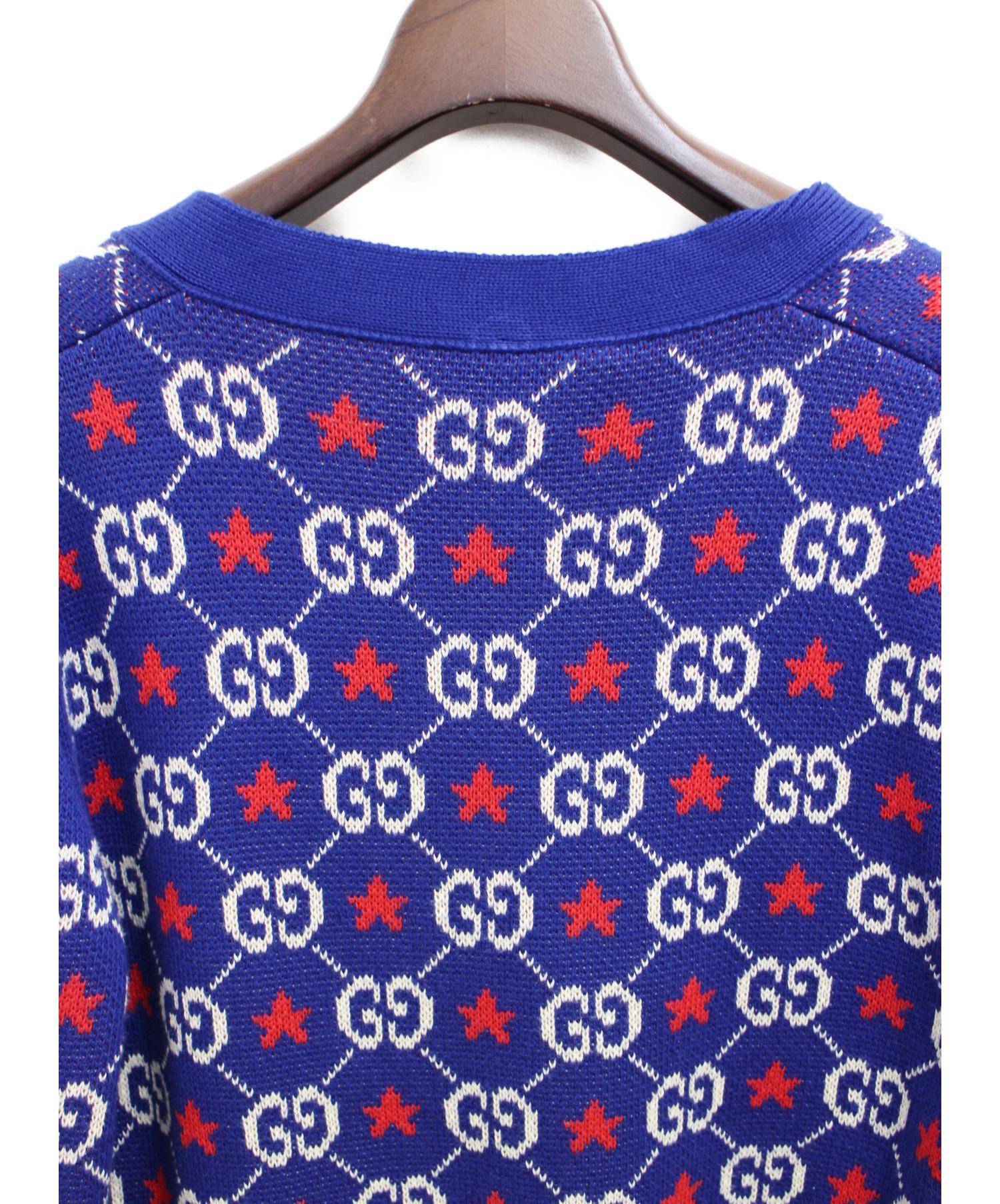 中古・古着通販】GUCCI (グッチ) 19AW/GGロゴカーディガン ブルー