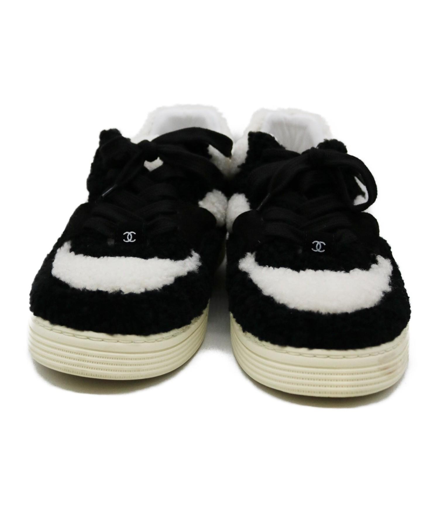 CHANEL ロゴ入りスニーカー ホワイト/ブラック 中古・古着通販】CHANEL (シャネル) CHANELロゴシェルパスニーカー