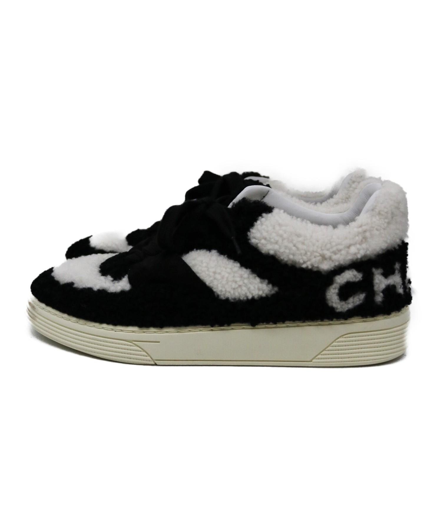 CHANEL ロゴ入りスニーカー ホワイト/ブラック 中古・古着通販】CHANEL (シャネル) CHANELロゴシェルパスニーカー