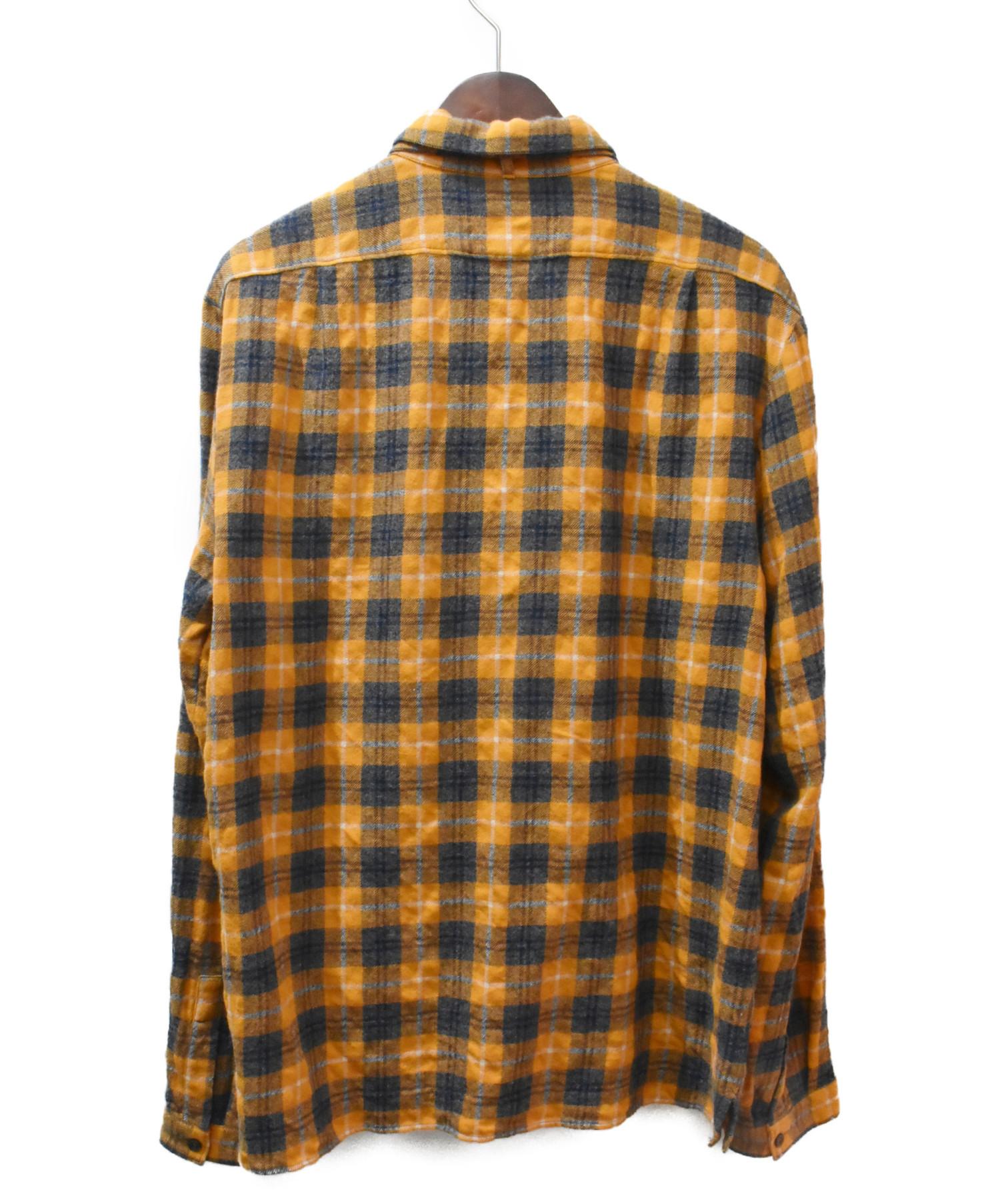 中古・古着通販】GUCCI (グッチ) ボウタイ付チェックシャツ イエロー