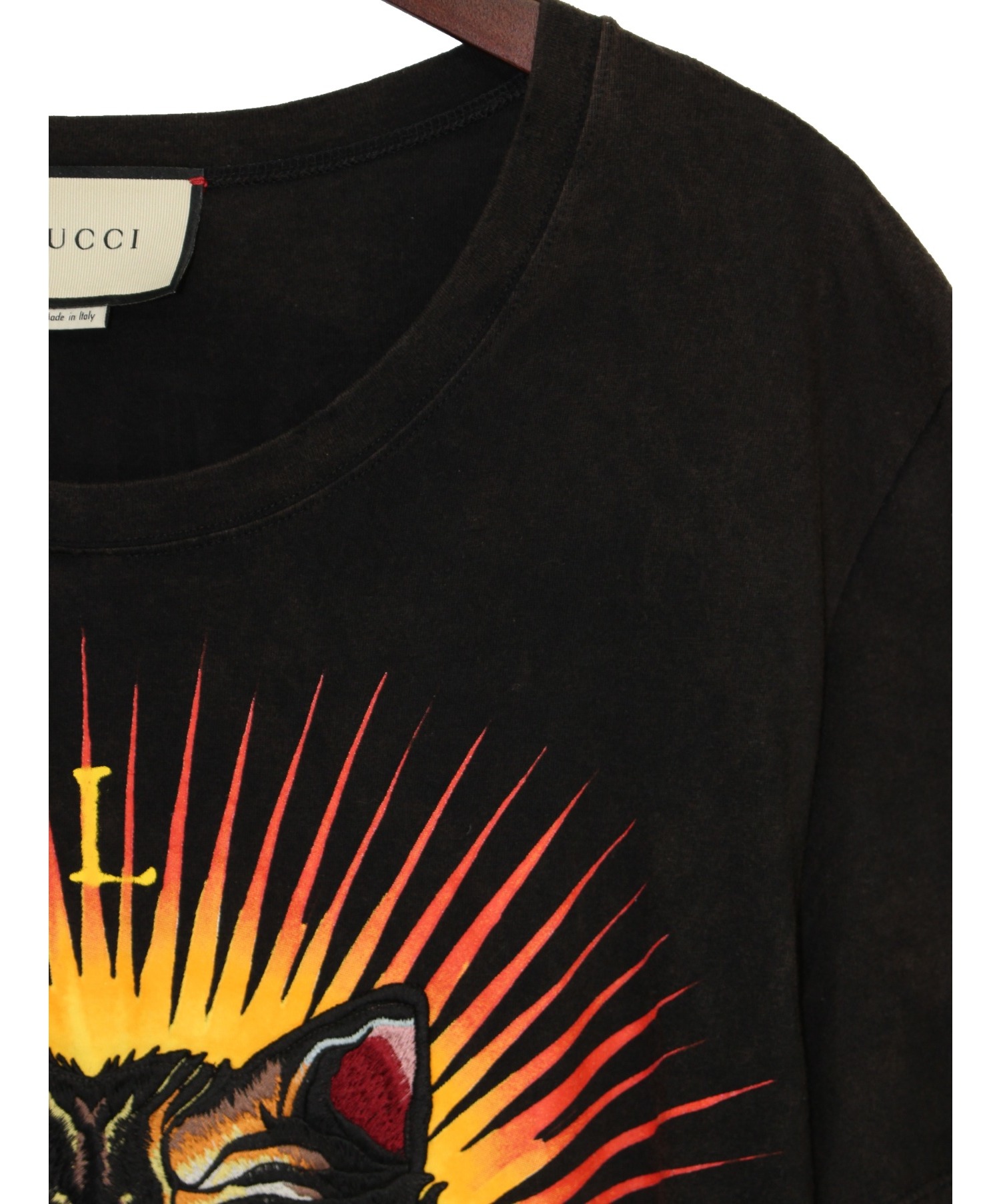 中古・古着通販】GUCCI (グッチ) ヴィンテージ加工アングリーキャットT 