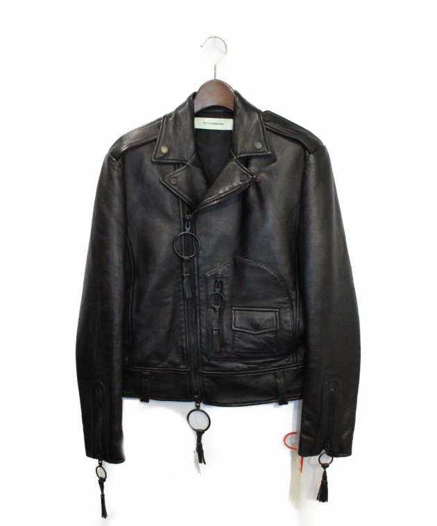 中古・古着通販】OFFWHITE (オフホワイト) レザーライダースジャケット 