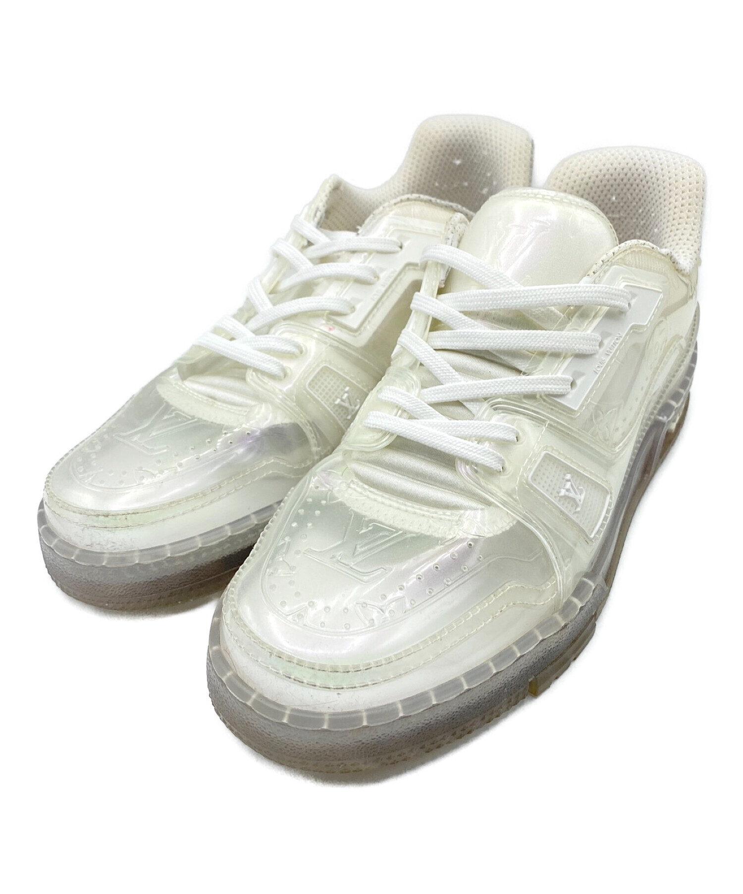ふ*ん様 LOUIS VUITTONクリア　 シルバー　ホワイト　スニーカー 中古・古着通販】LOUIS VUITTON (ルイ ヴィトン) LV TRAINER SNEAKER