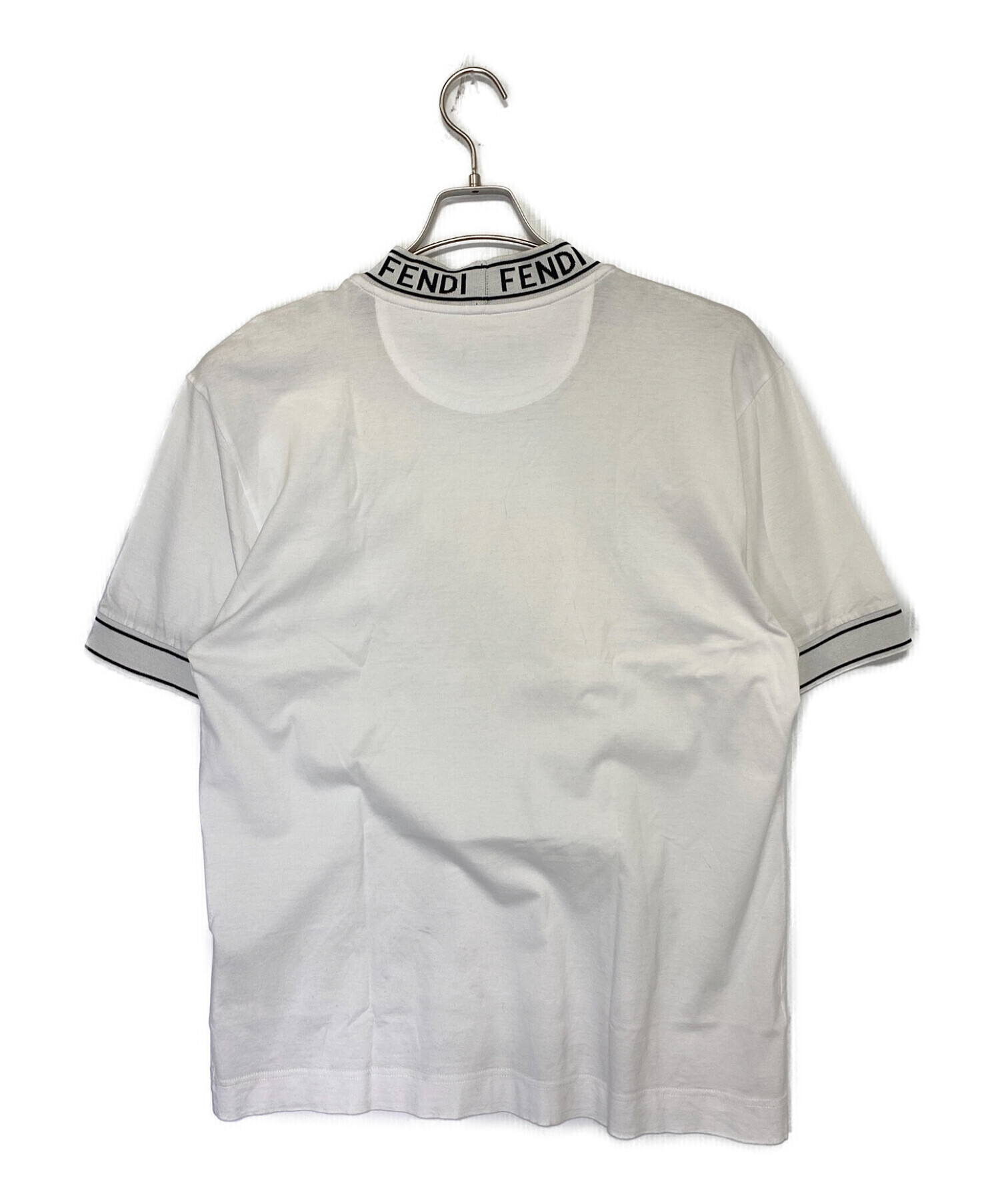 中古・古着通販】FENDI (フェンディ) リブネックTシャツ ホワイト 