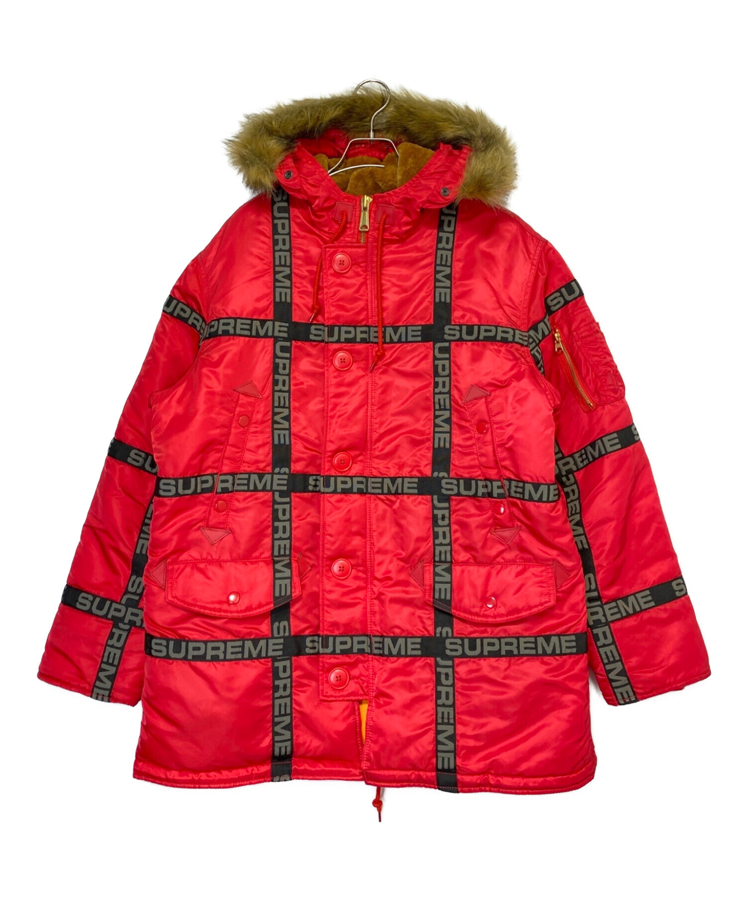 中古・古着通販】SUPREME (シュプリーム) Logo Tape N-3B Parka レッド 