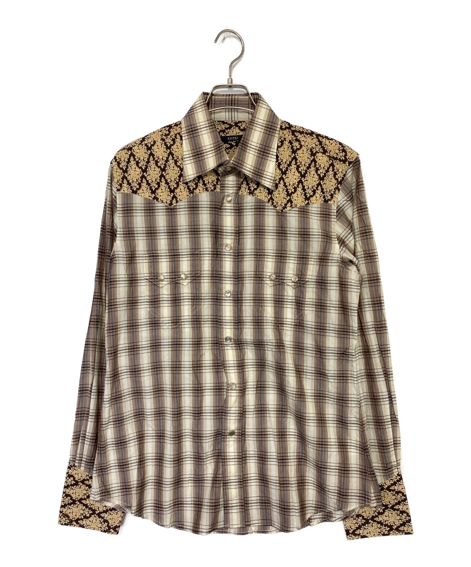 中古・古着通販】GUCCI (グッチ) ウエスタンシャツ グレー サイズ:SIZE 