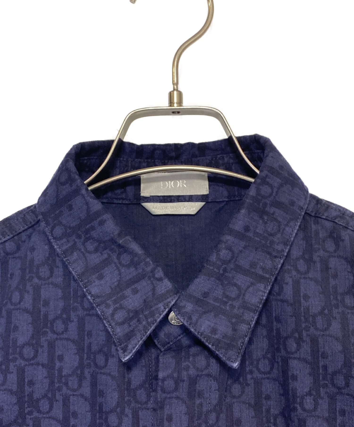 Dior Oblique silk shirt ネイビー Dior Oblique silk shirt ネイビー Dior Oblique Short-Sleeved Shirt