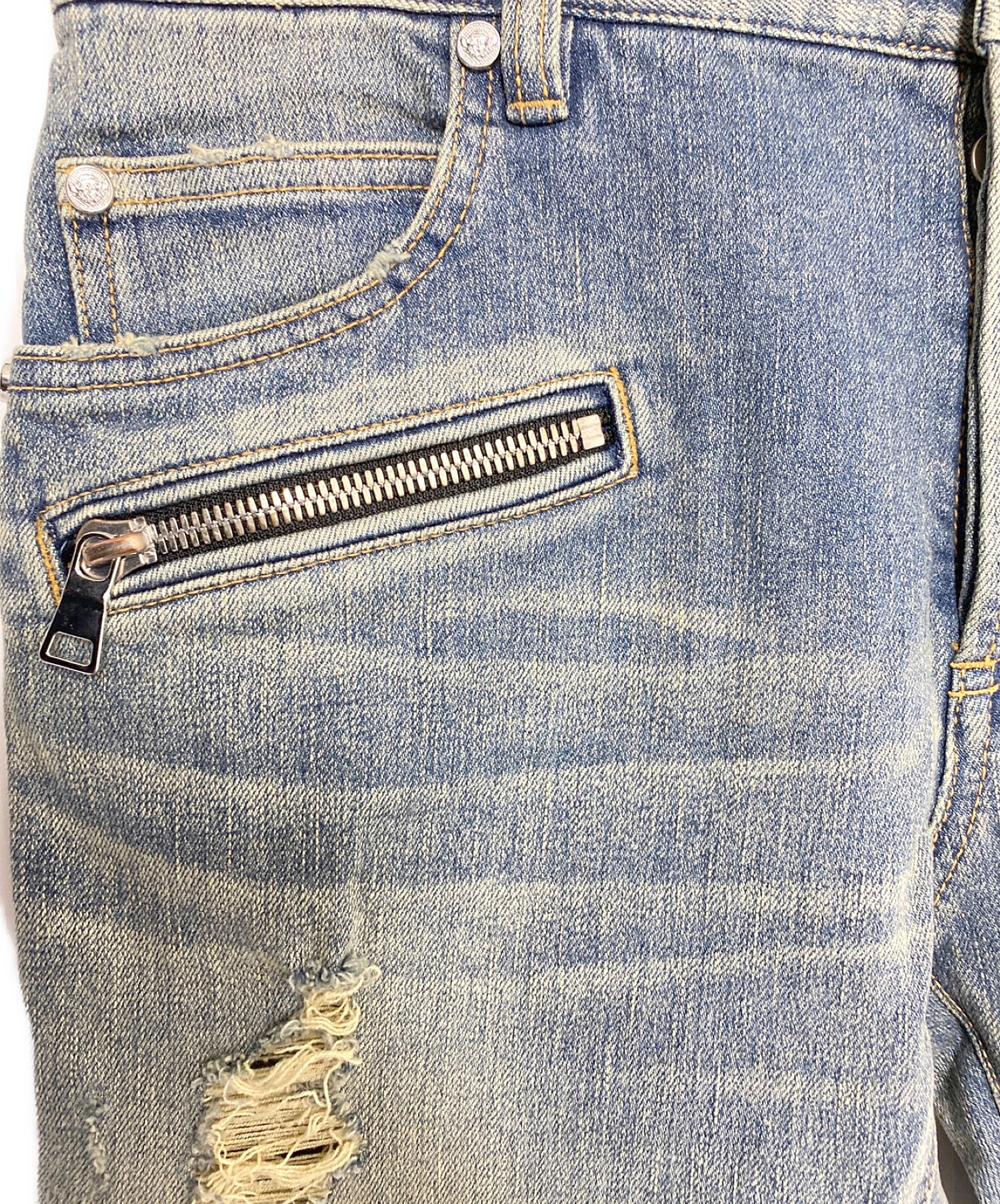 中古・古着通販】BALMAIN (バルマン) Slim Destr Biker Jeans