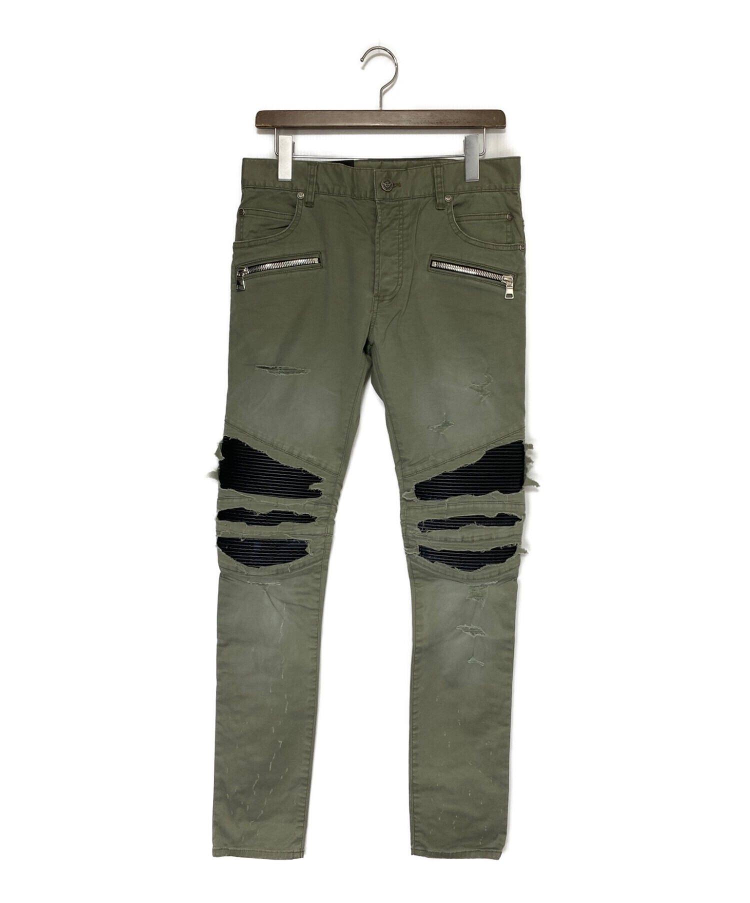 中古・古着通販】BALMAIN (バルマン) バイカーパンツ カーキ サイズ:30