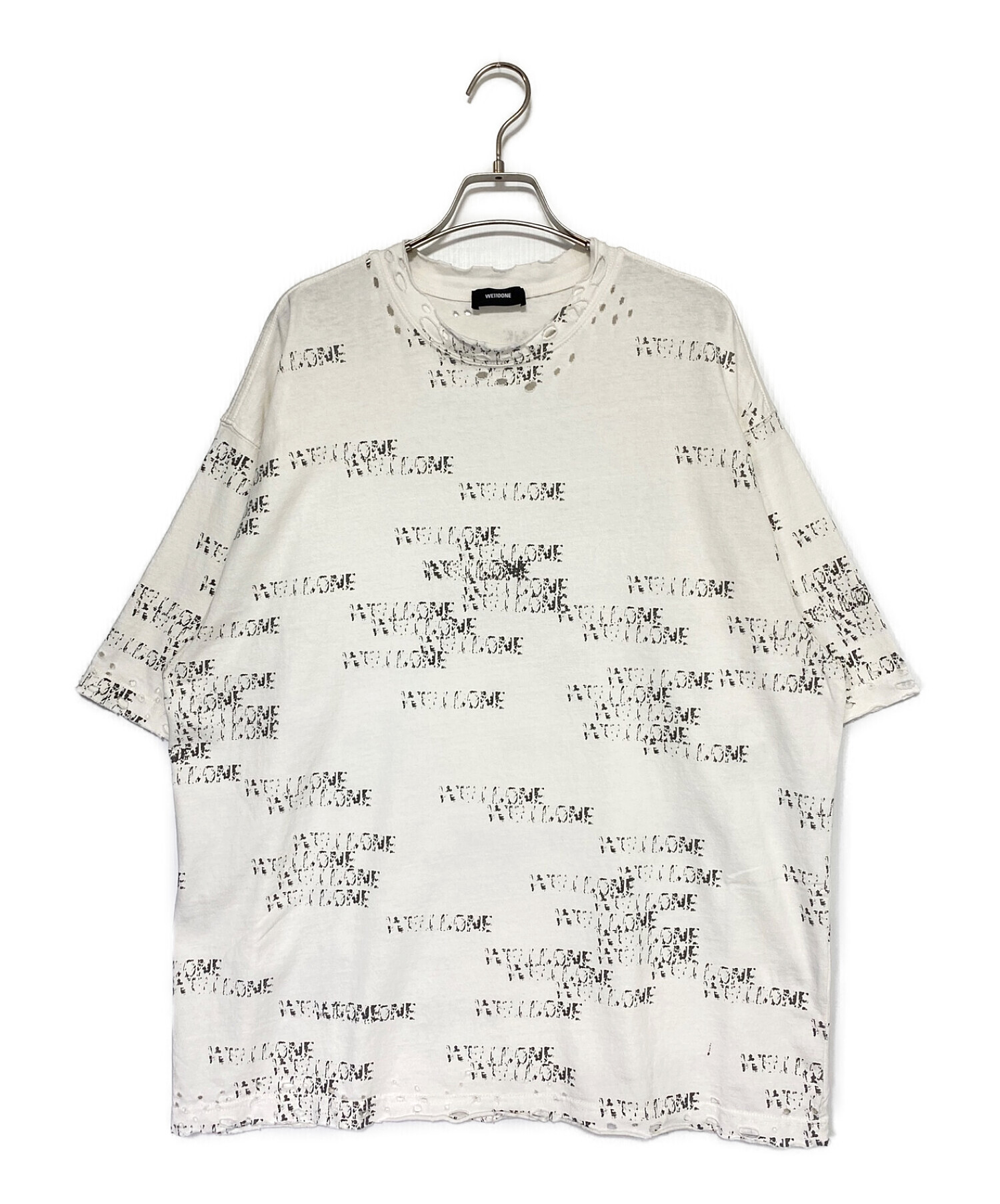 中古・古着通販】WE11DONE (ウェルダン) ダメージ加工Tシャツ ホワイト 