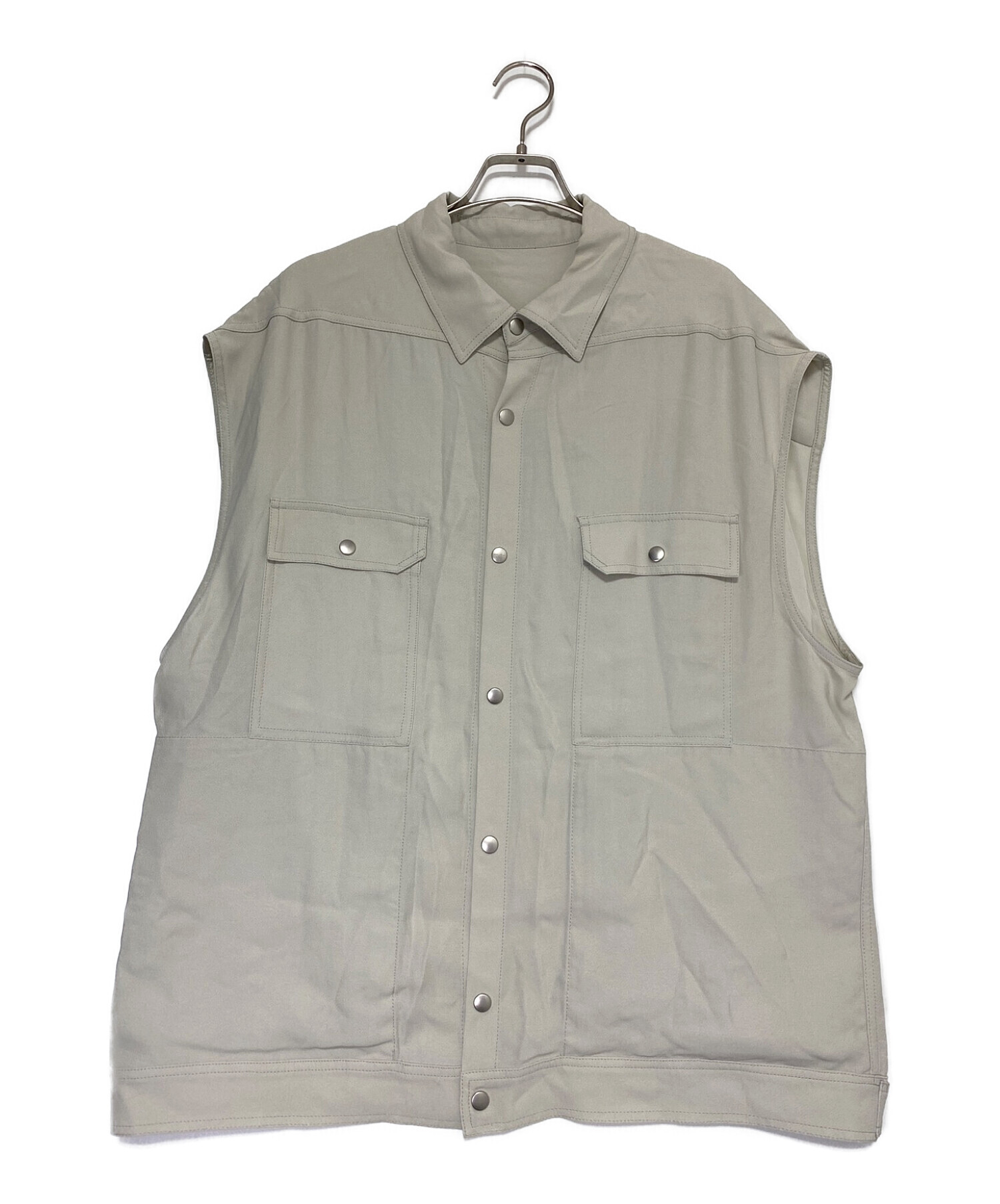 Rick Owens リックオウエンス カジュアルシャツ M グレー 【古着】【中古】【送料無料】 中古・古着通販】RICK OWENS (リック・オウエンス) NO SLEEVE SHIRTS