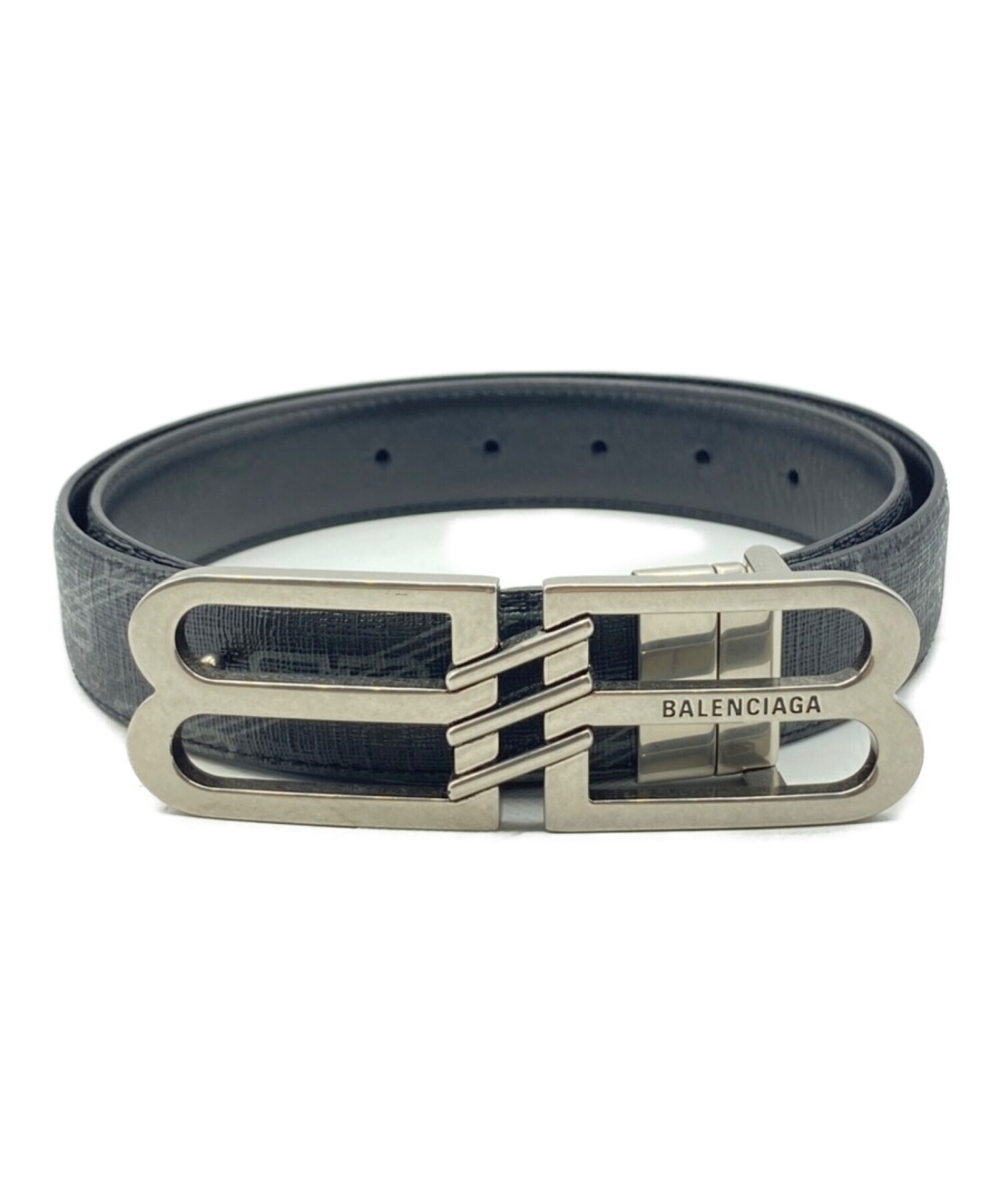バレンシアガ ベルト リバーシブル BBバックル 艶消し ブラック グレージュ 中古・古着通販】BALENCIAGA (バレンシアガ) REVERSIBLE BB MONOGRAM