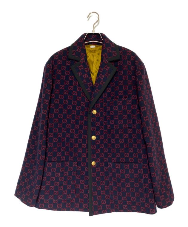 中古・古着通販】GUCCI (グッチ) GG ジャガード ジャケット ネイビー