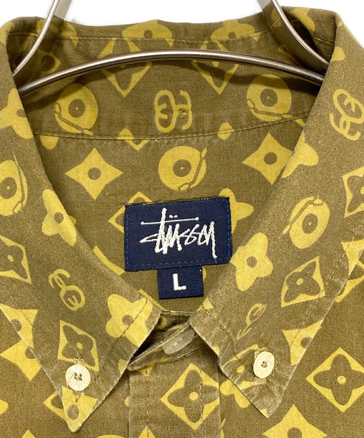 中古・古着通販】stussy (ステューシー) モノグラム シャツ ブラウン